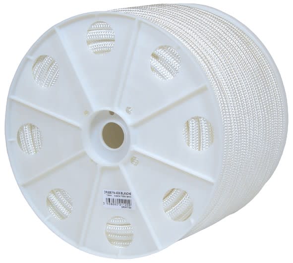 Sicame - Drisse polyamide blanche tressée Lg 100m Diam 12 Charge 1200daN