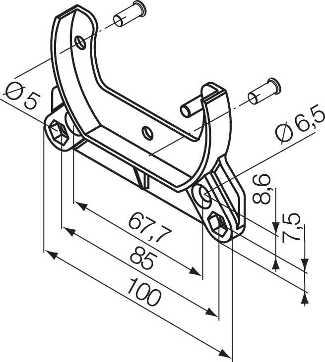 Nice - Support côté caisson, entraxe 67.7/85, pour Era MH