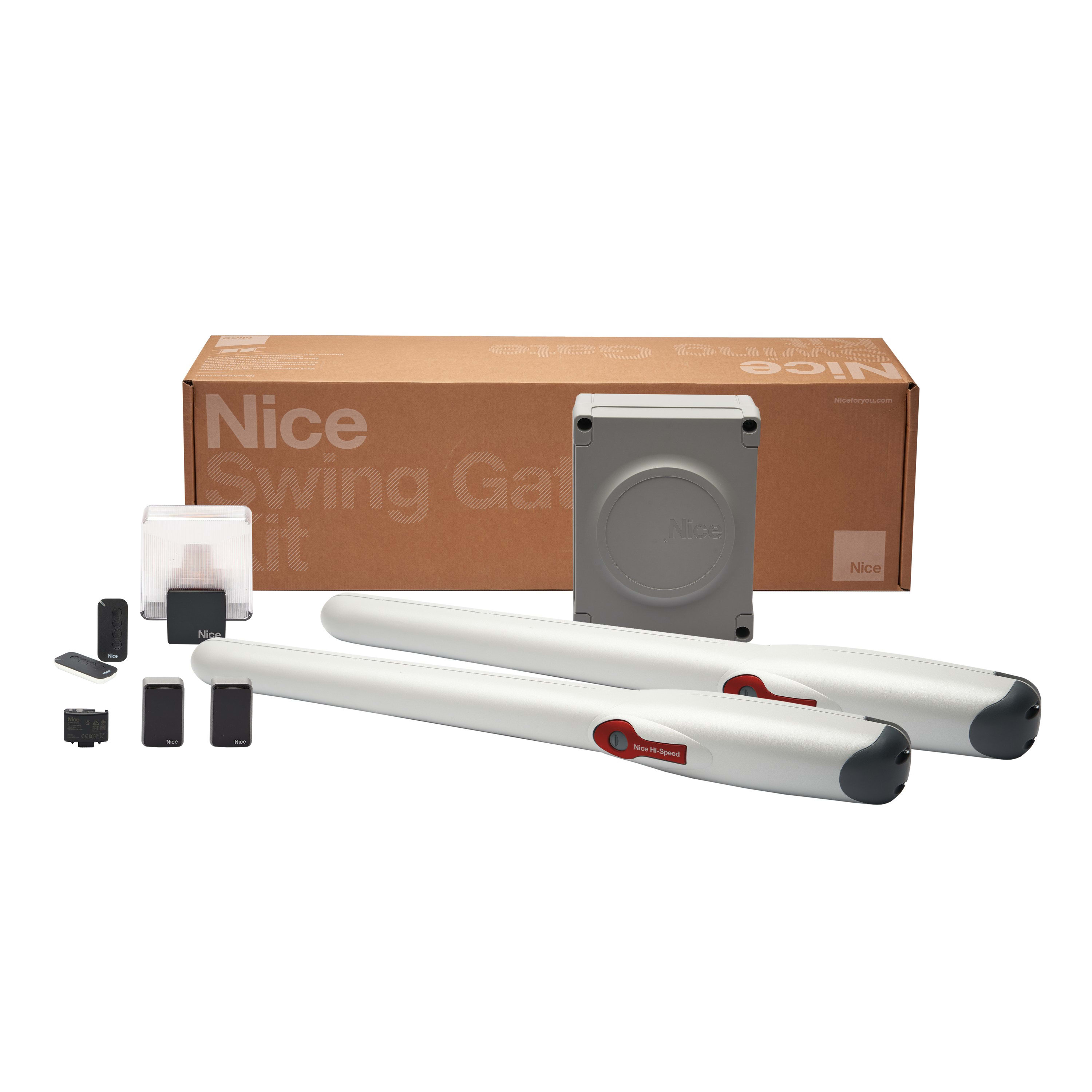 Nice - Kit moteur à bras HI SPEED portail battant jusqu'à 3m/vantail, bidirectionnel