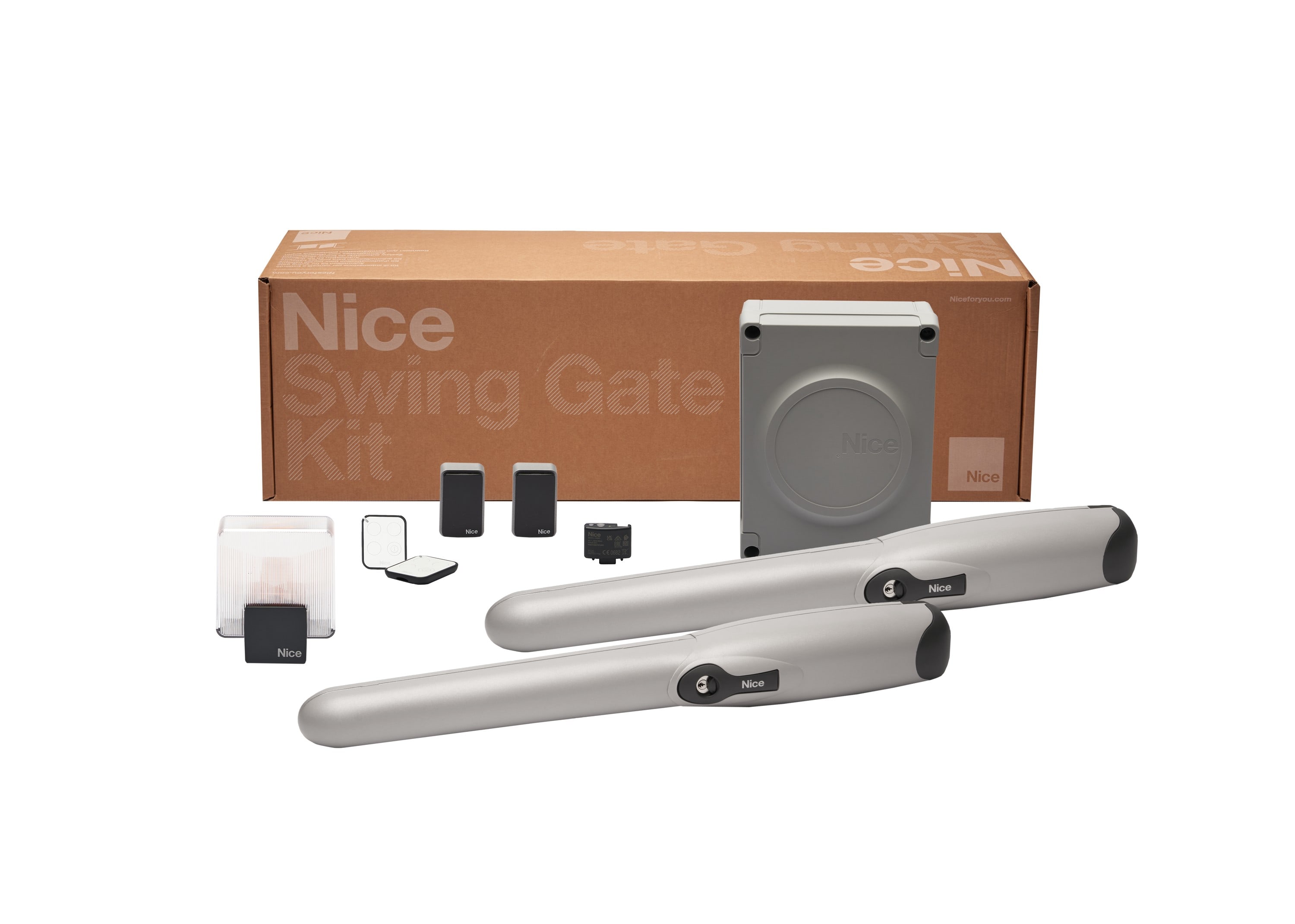 Nice - Kit moteur vérin portail battant jusqu'à 2m/vantail, bidirectionnel
