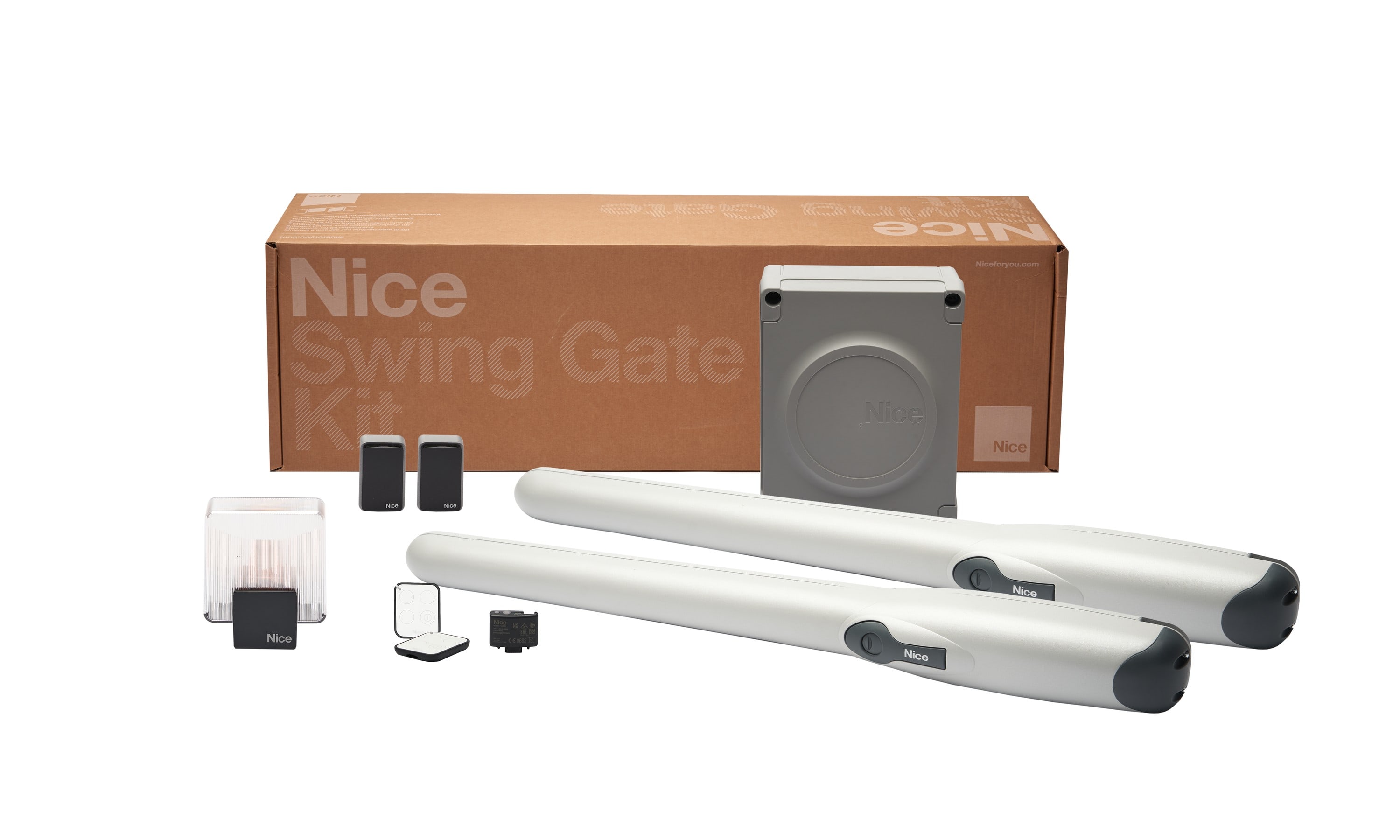 Nice - Kit moteur vérin portail battant jusqu'à 3,5m/vantail, bidirectionnel