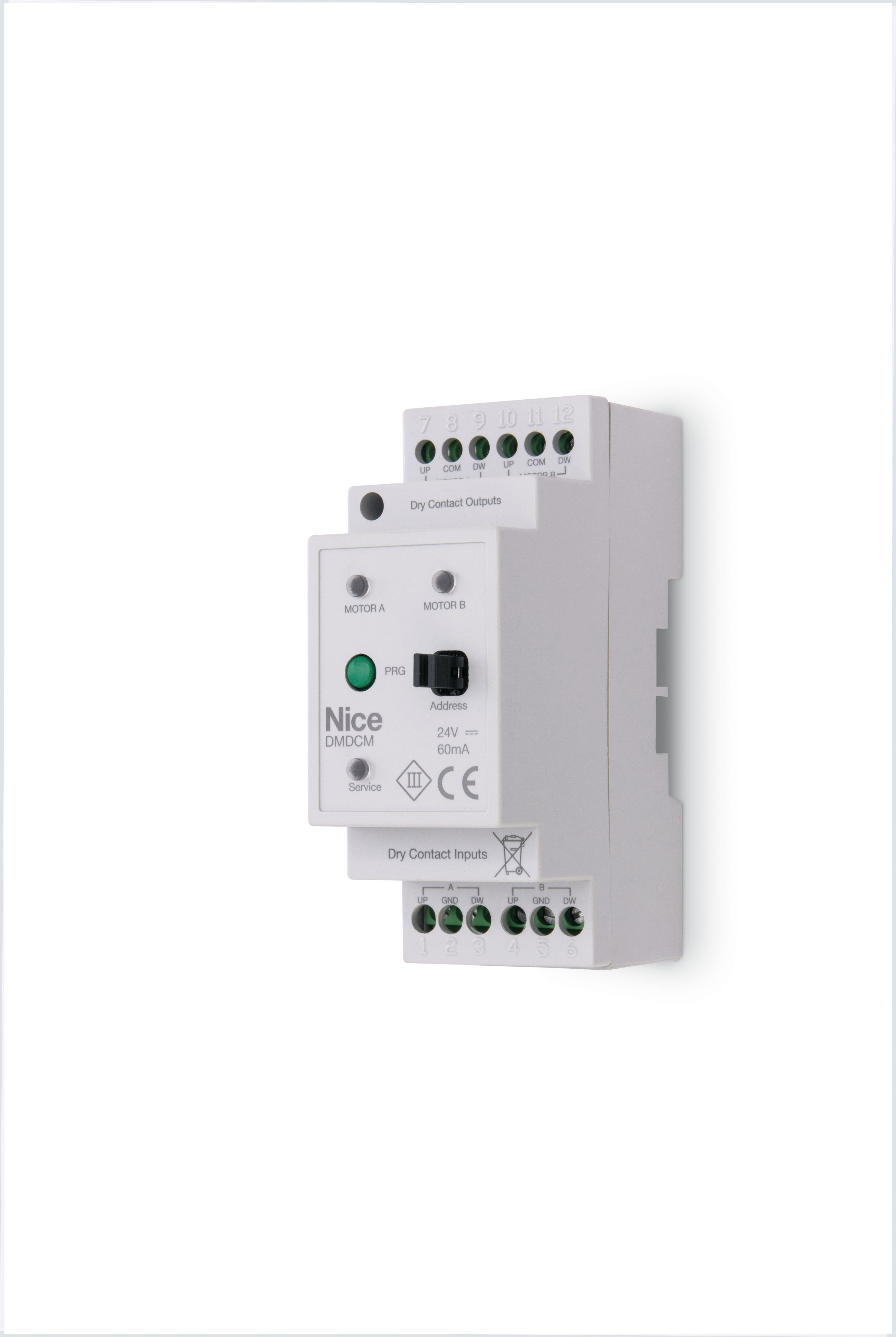 Nice - Module DIN 2 groupes moteurs/actionneurs AC/DC via contact sec basse tension