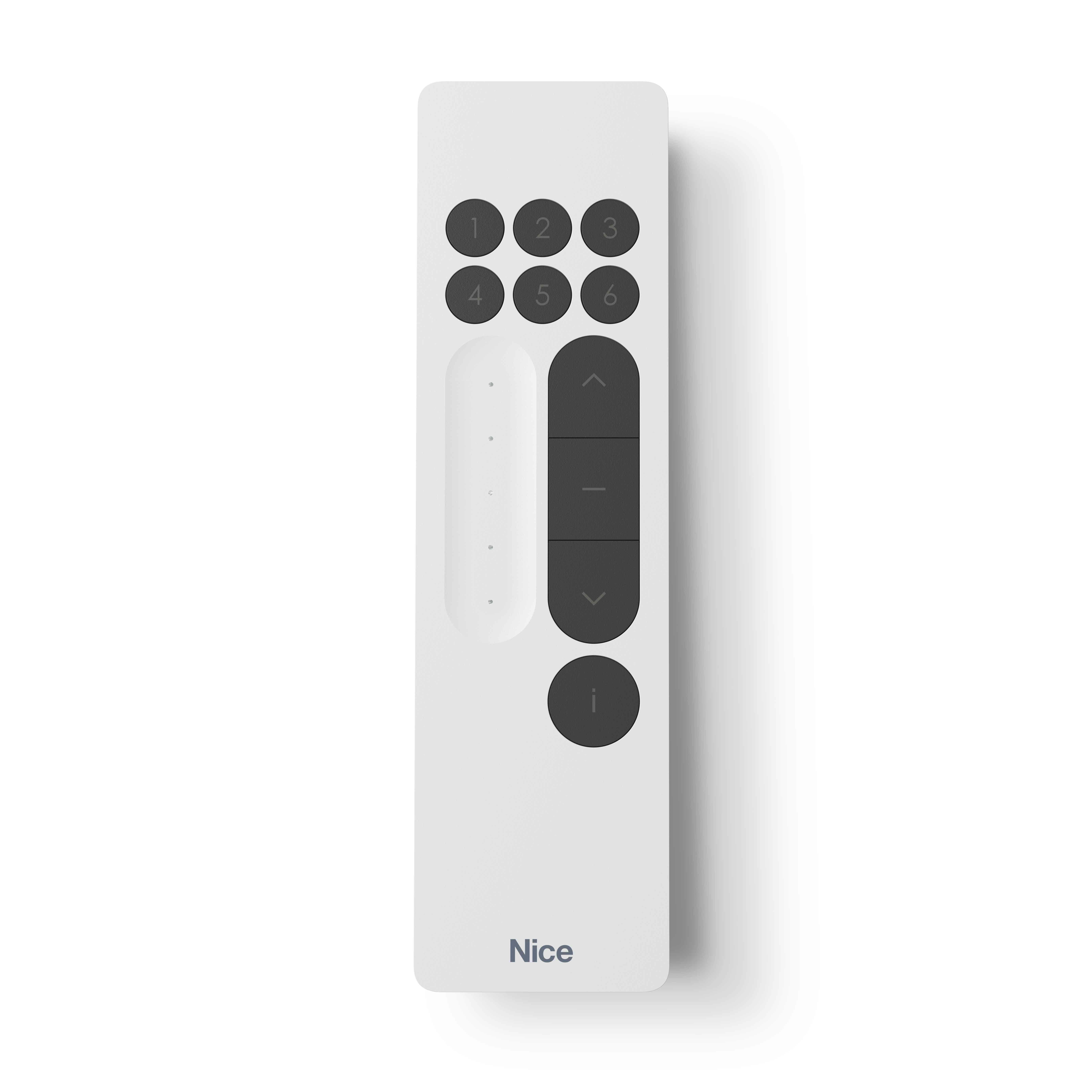 Nice - Émetteur blanc Domì P6SV, solaire on-off avec curseur, touche info