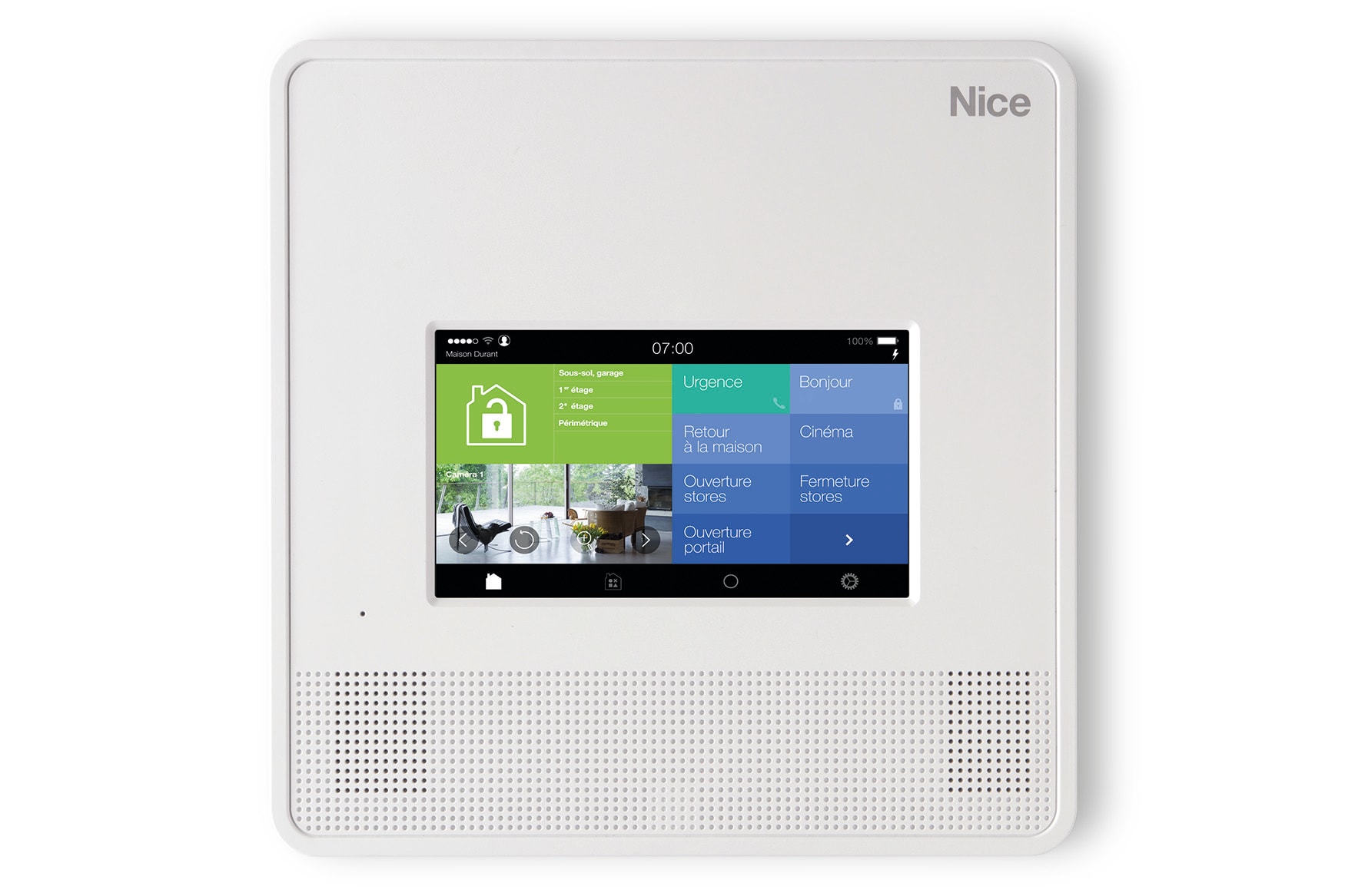 Nice - Centrale d'alarme radio + 8 entrées filaire, Wi-Fi, écran tactile