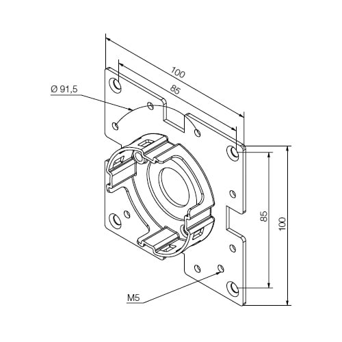 Nice - Support acier 100x100, bride compact inclinée 45°