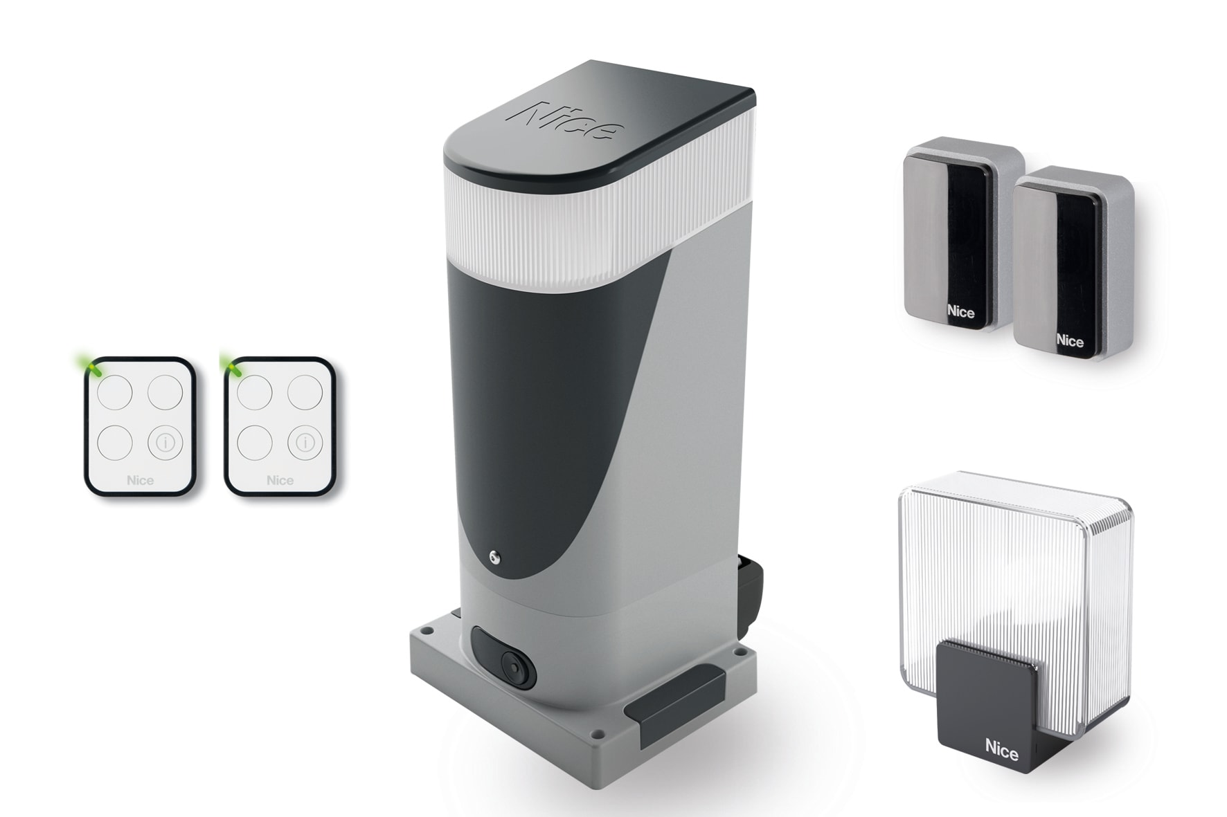 Nice - Kit portail coulissant  technologie radio bidirectionnelle jusqu?à 400 kg et 6 m