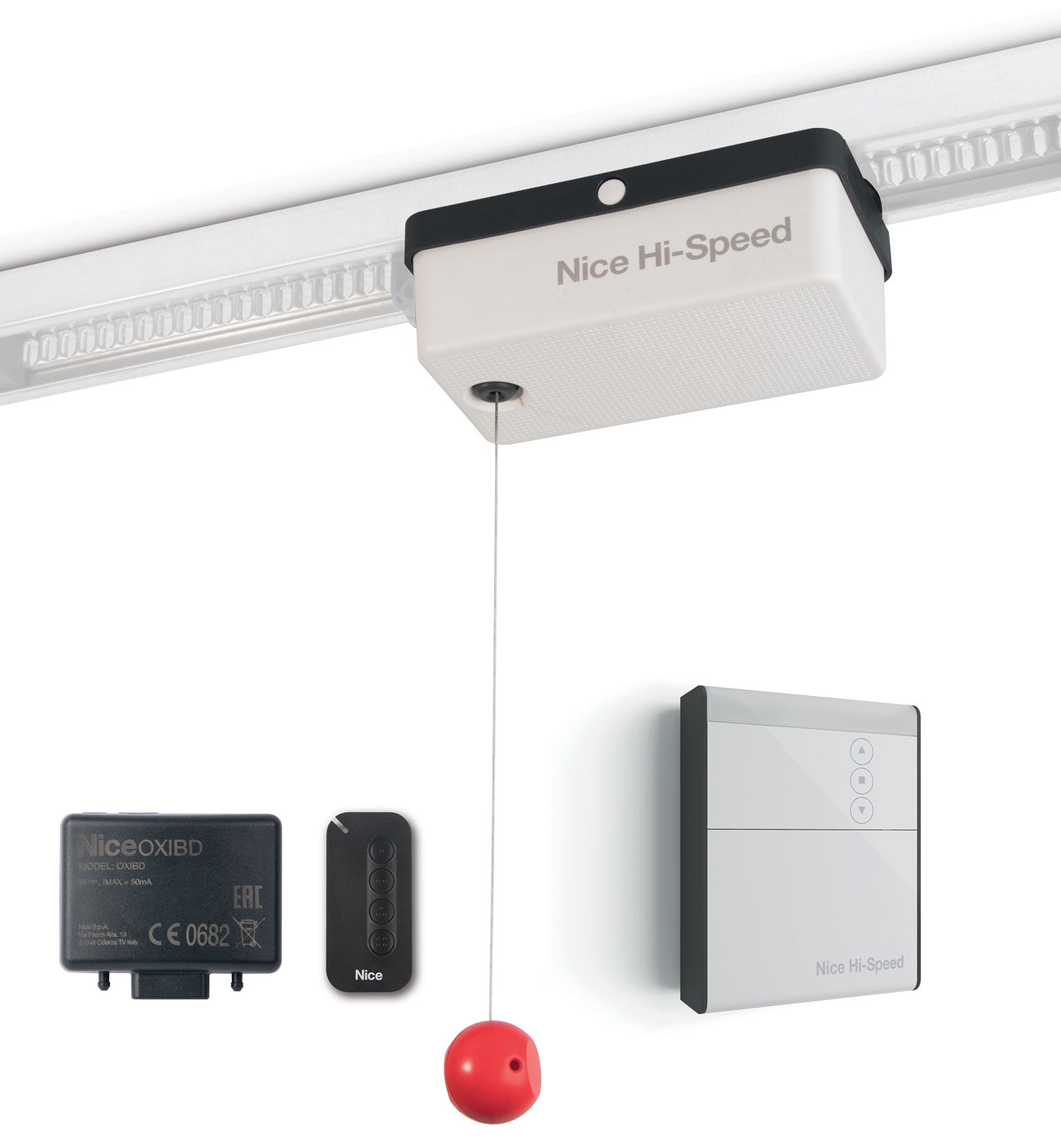 Nice - Kit HISPEED porte sectionnelle 10,5m2 et basculante 11,5m2 - 650N rail 3,2m