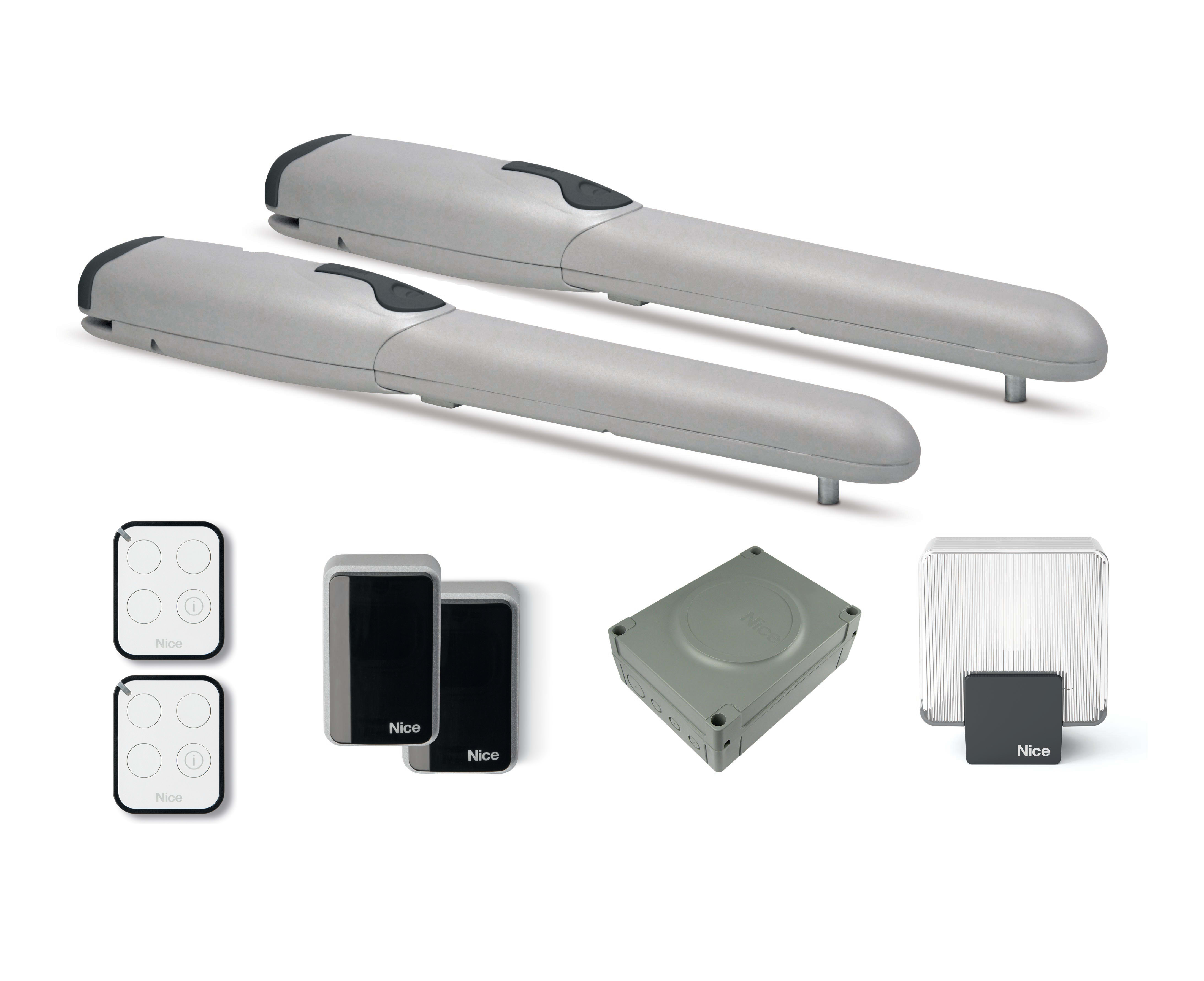 Nice - Kit moteur vérin portail battant jusqu'à 2m/vantail, bidirectionnel