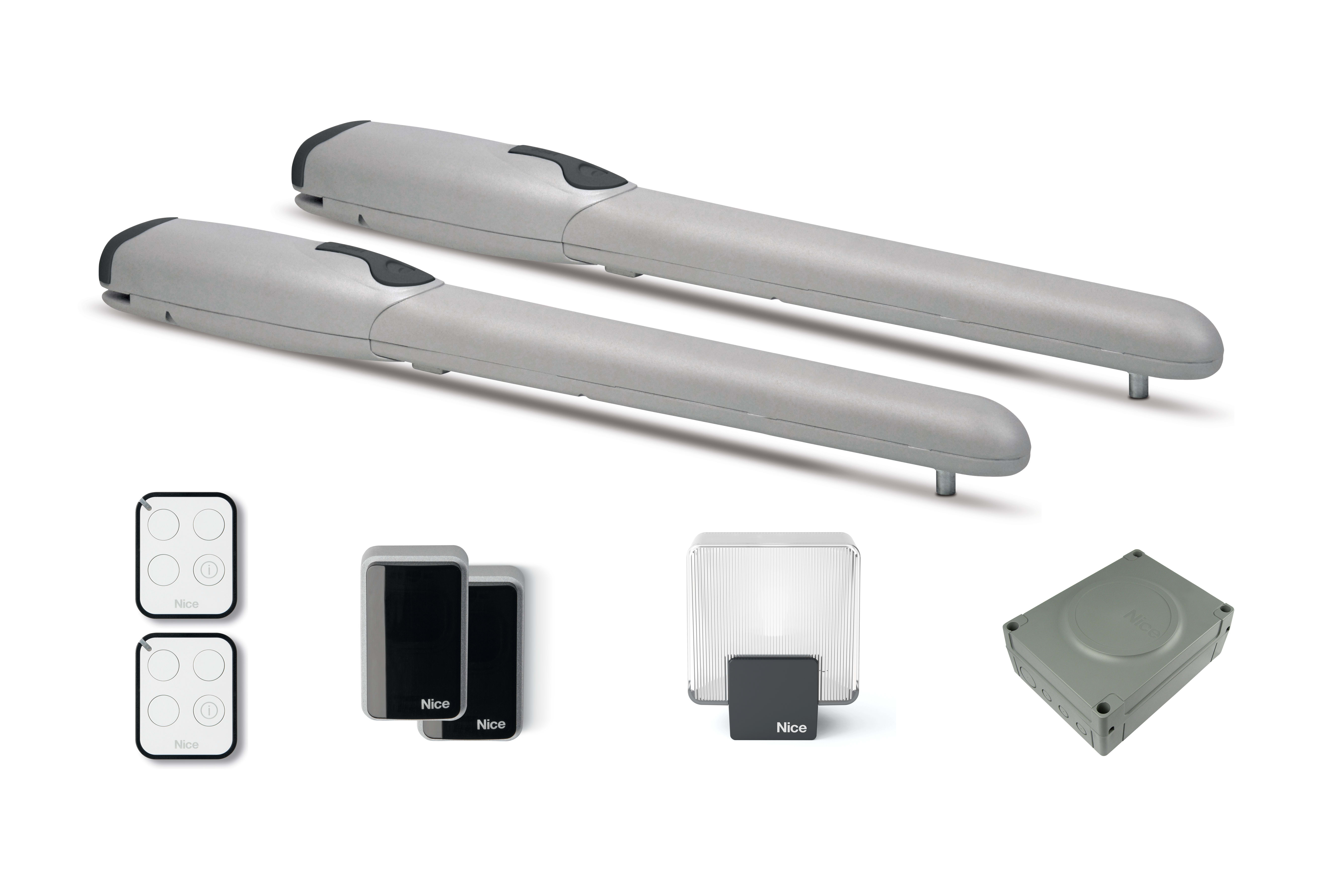 Nice - Kit moteur vérin portail battant jusqu'à 3,5m/vantail, bidirectionnel