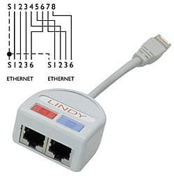 Lindy - Doubleur de port RJ-45 UTP: 2 x 10/100 Base-T