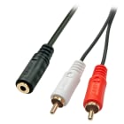 Lindy - Câble audio Premium 2 x RCA (Cinch) vers jack 3,5mm femelle, 25cm
