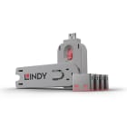 Lindy - Bloqueur de port USB C, 4 pièces + clé, Rose