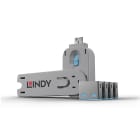 Lindy - Bloqueur de port USB C, 4 pièces + clé, Bleu