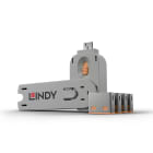 Lindy - Bloqueur de port USB A, 4 pièces + clé, Orange