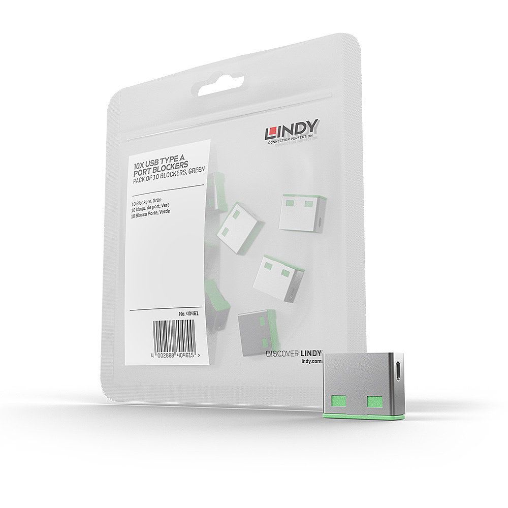 Lindy - Bloqueurs de port USB Type A (sans cle) - Pack de 10, Vert