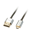 Lindy - Câble HDMI Slim, compatible HDMI 2.0 Ultra HD, Ethernet CROMO®, type A/D, 0.5m