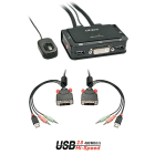 Lindy - Switch KVM DVI-D Single Link, USB 2.0 & audio, 2 ports