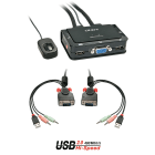 Lindy - Switch KVM 2 Ports VGA, USB 2.0 & Audio, Câbles Intégrés