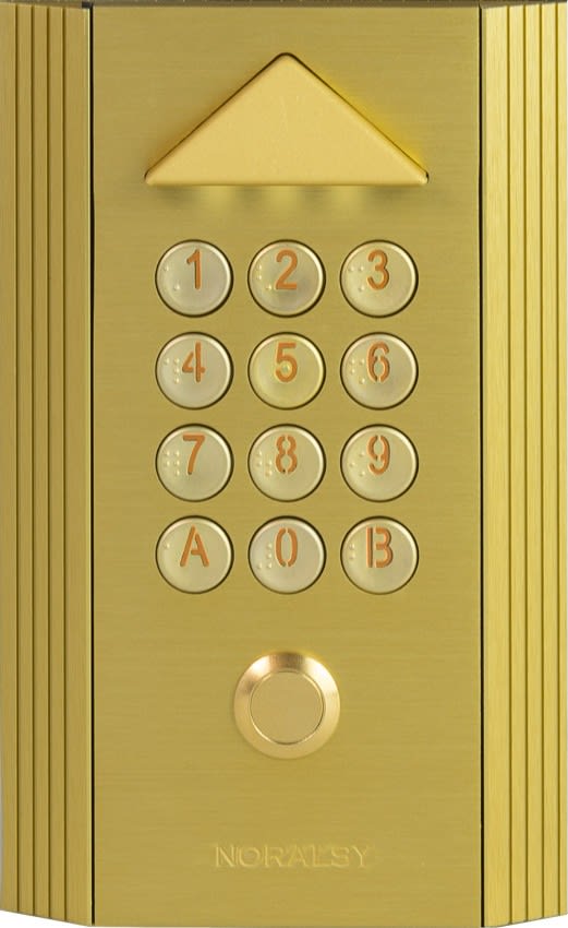Noralsy - Clavier codé autonome Profil 1 compact dorée pose encastrement 3 relais