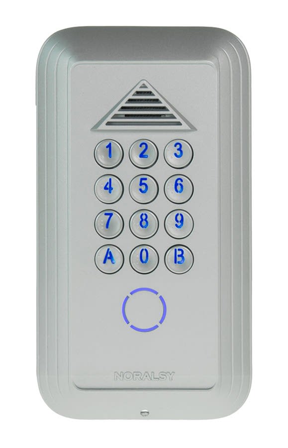 Noralsy - Clavier codé connectable Andy compact argent pose encastrement 2 relais