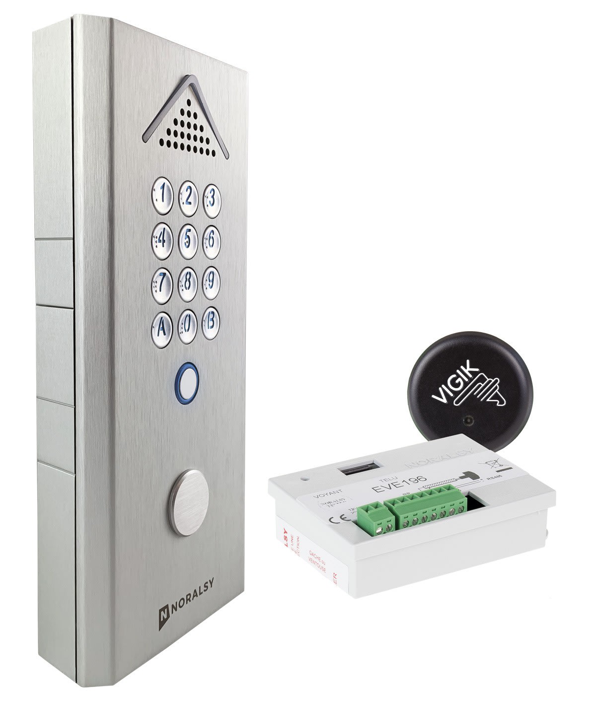 Noralsy - Kit clavier codé autonome Profil 2 saillie argent