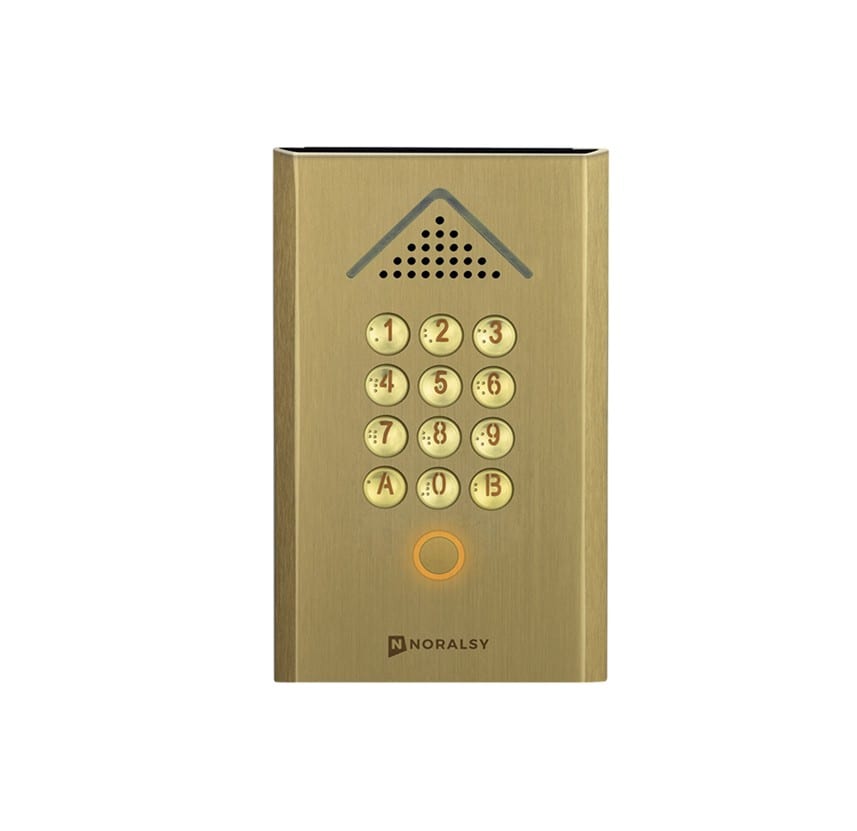 Noralsy - Clavier autonome Profil 2 compact doré encastrement 1  relais avec logo client