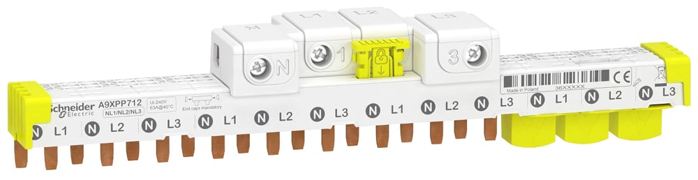 Schneider Electric - Acti9 iDT40 - Peigne horiz. avec connecteur - 3P+N - 12 modules de 18mm - 63A
