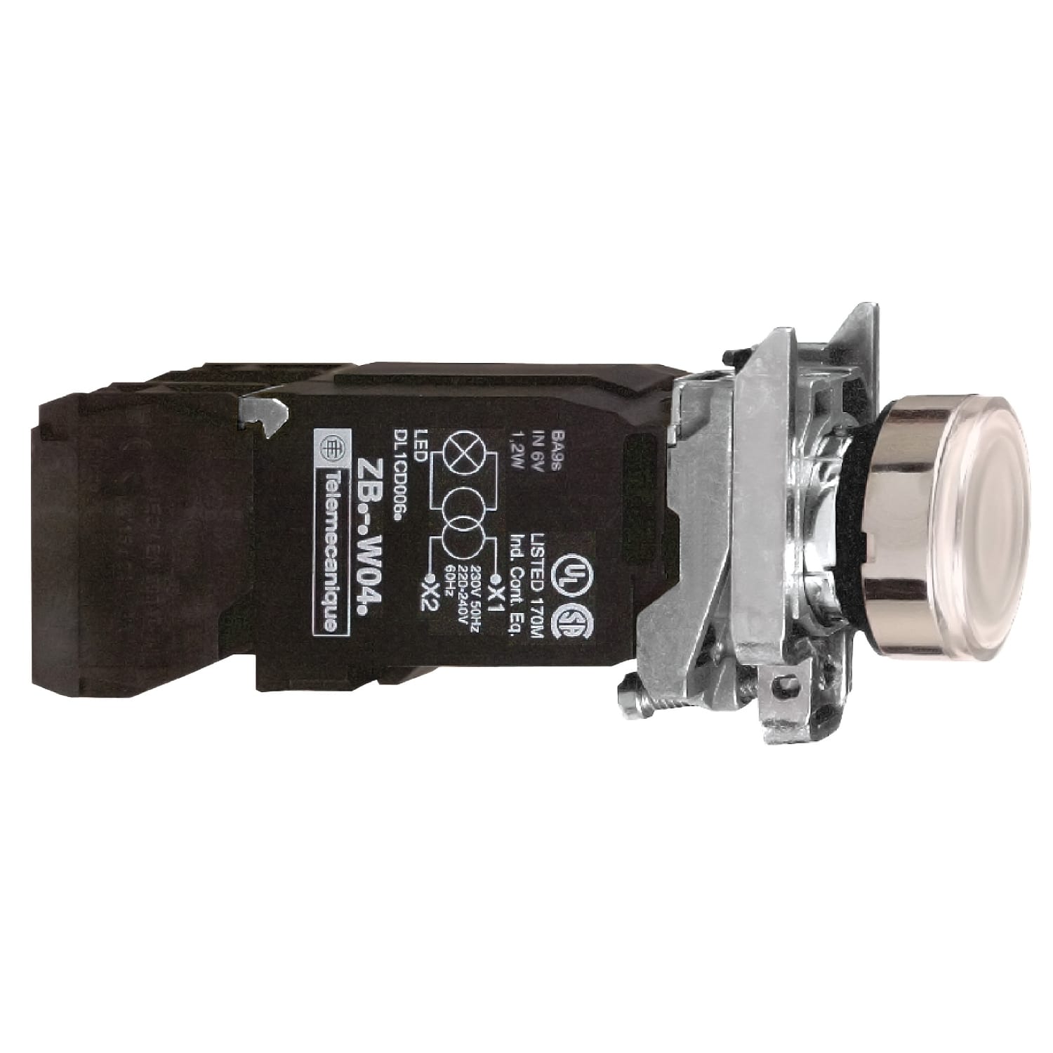 Schneider Electric - Harmony XB4 - poussoir lumineux - 1F+1O - blanc - Ø22 - transfo 110VAC
