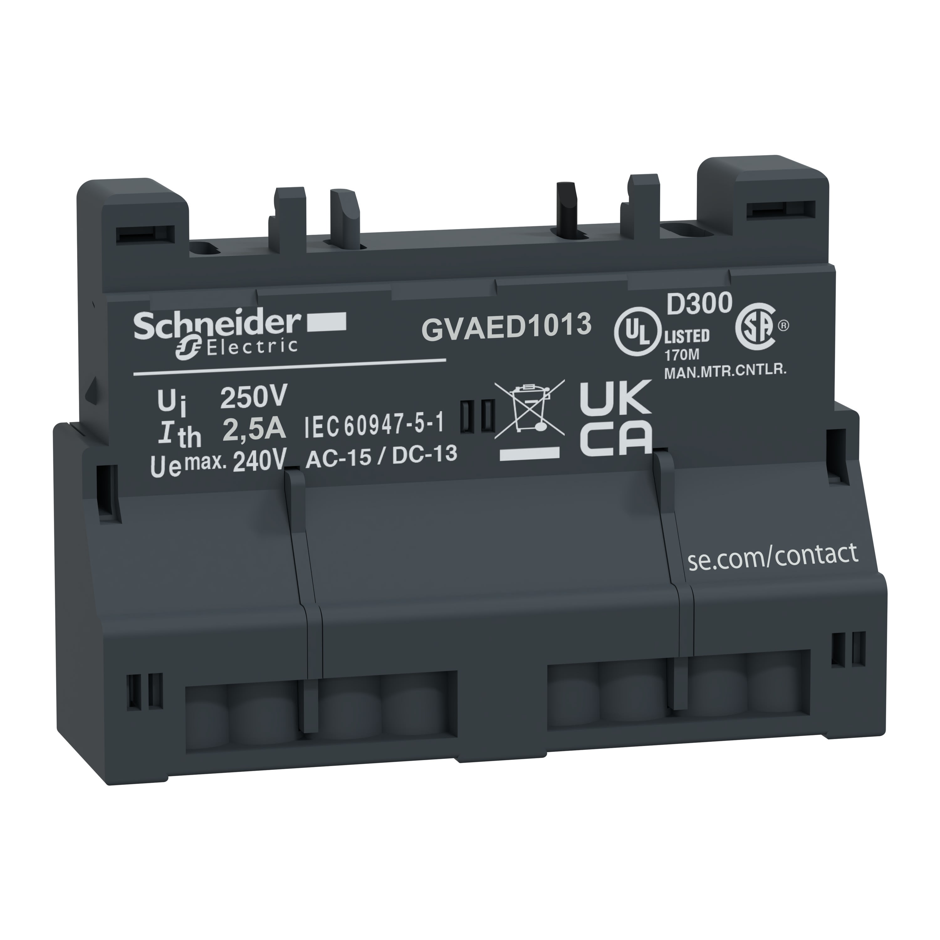 Schneider Electric - TeSys GV - Block additif frontal 1 no 1 no defaut version borne ressort