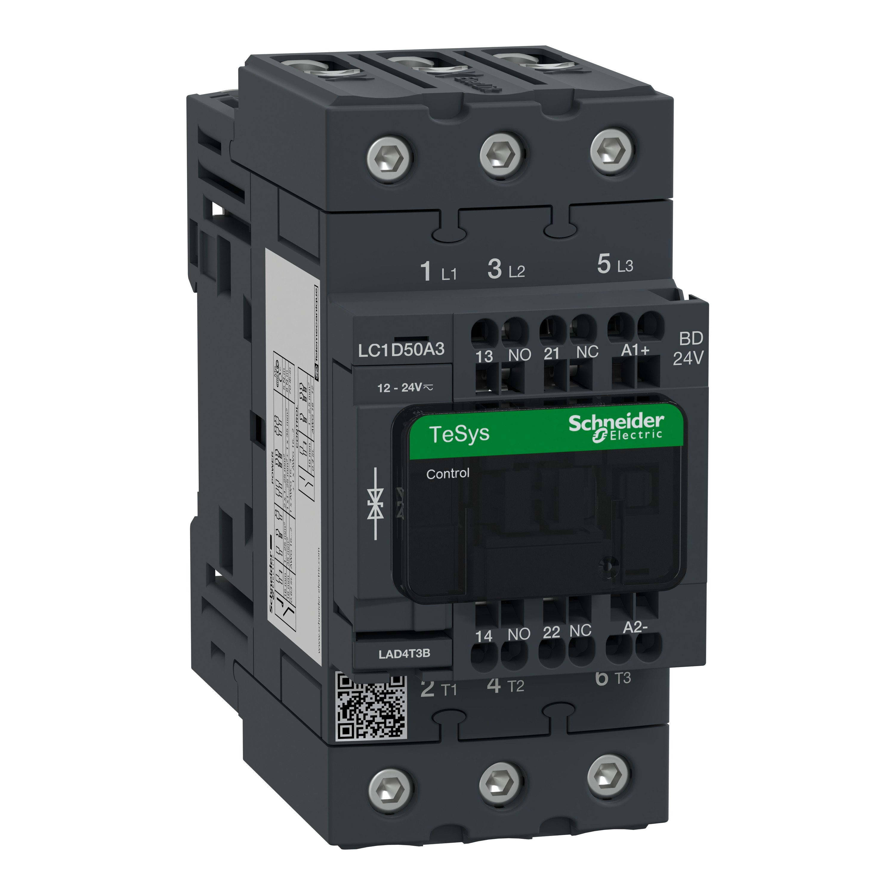 Schneider Electric - TeSys D - Cont everlink 3p ac3 440v 50a ctrl ress bob 24v cc