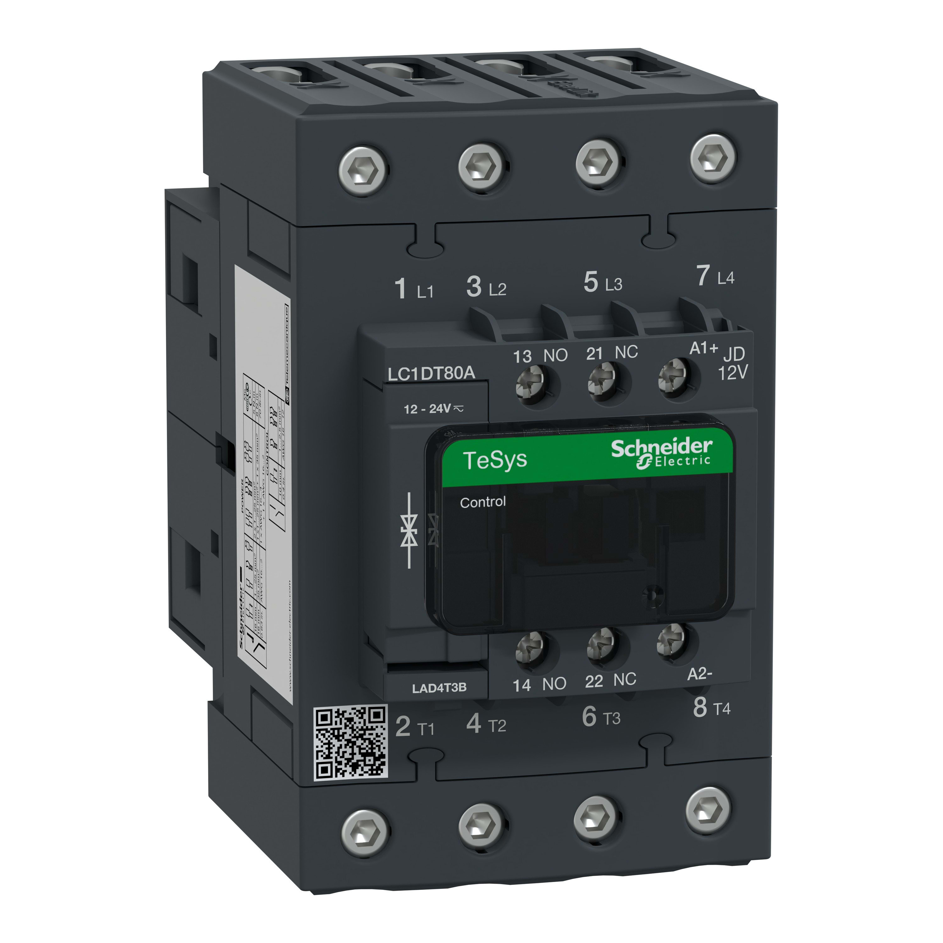 Schneider Electric - TeSys LC1D - contacteur - 4P - AC-3 440V - 80A - bobine 12Vcc