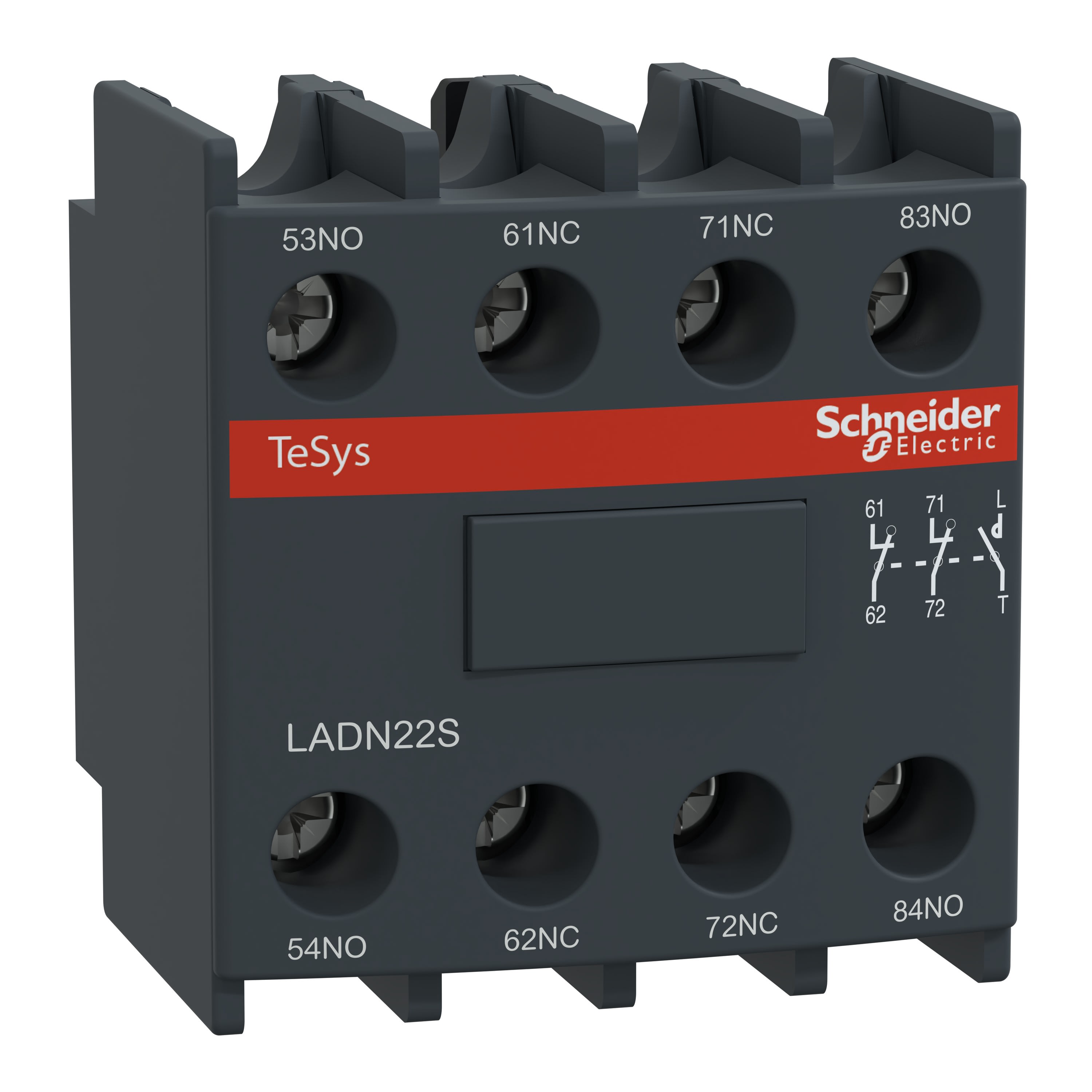 Schneider Electric - TeSys D - bloc contacts auxiliaires frontaux de sécurité - 2O+2F - rouge