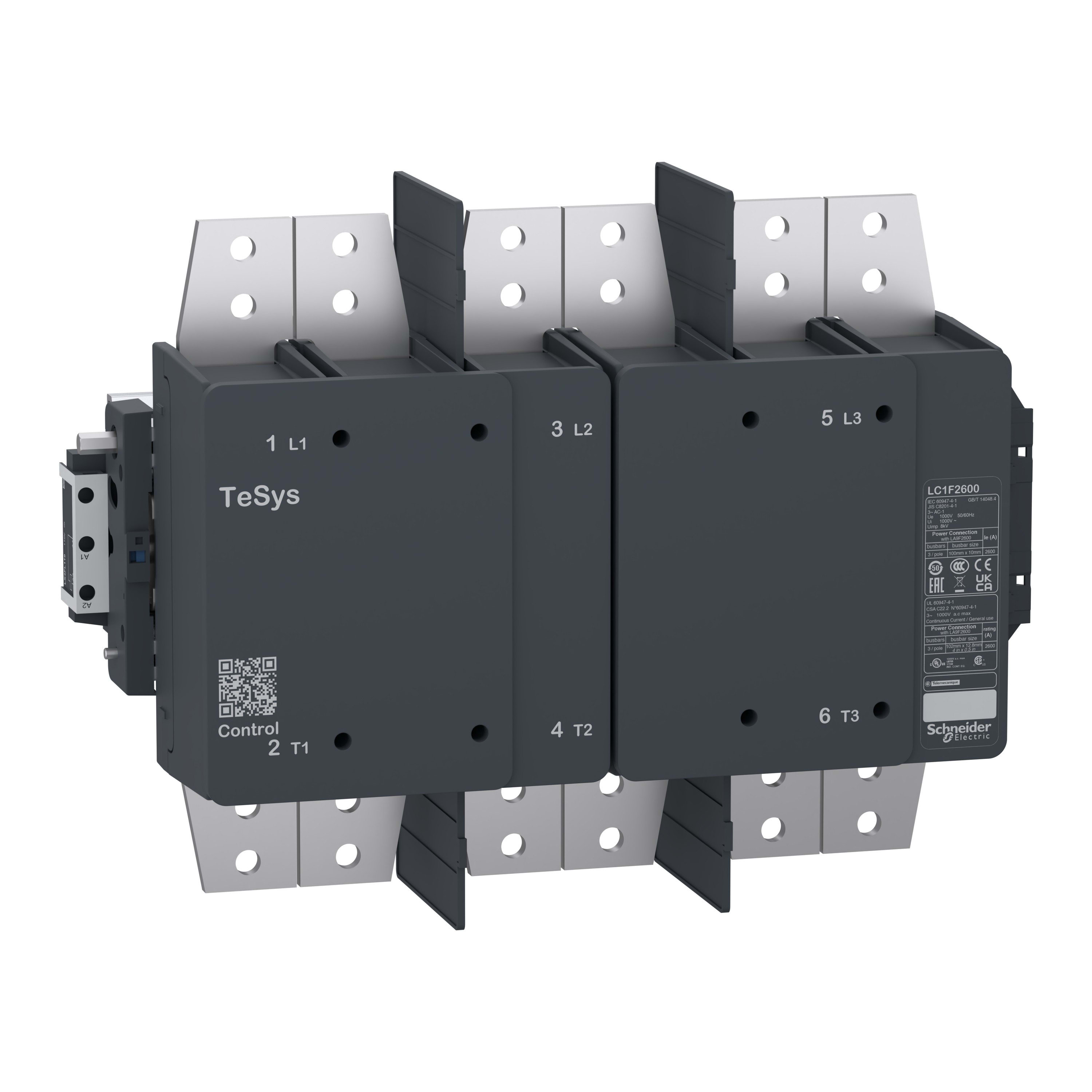 Schneider Electric - TeSys LC1F - contacteur - 3P - AC-1 1000V - 2600A - bobine 220Vcc