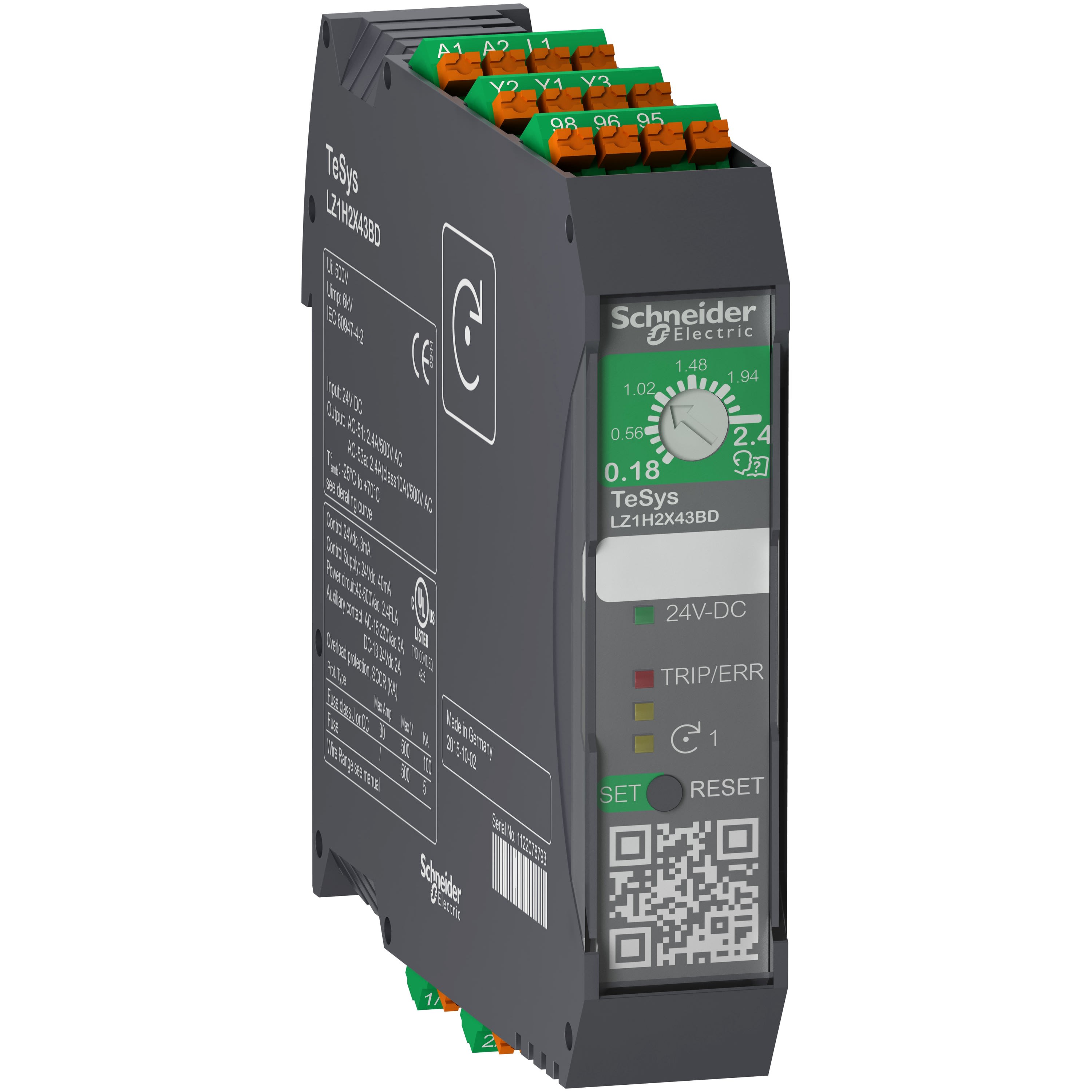 Schneider Electric - TeSys H - démarreur hybride - 1 sens - 0,75kW 400V - cde 24Vcc - ressort