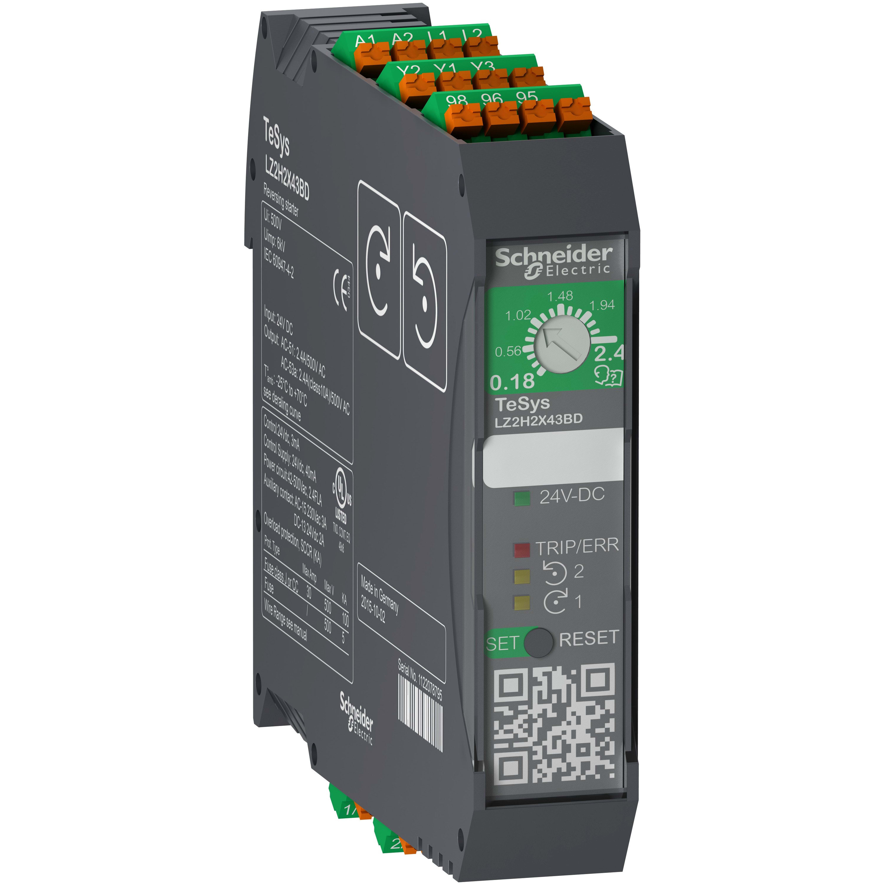 Schneider Electric - TeSys H - démarreur hybride - 2 sens - 3kW 400V - cde 24Vcc - ressort