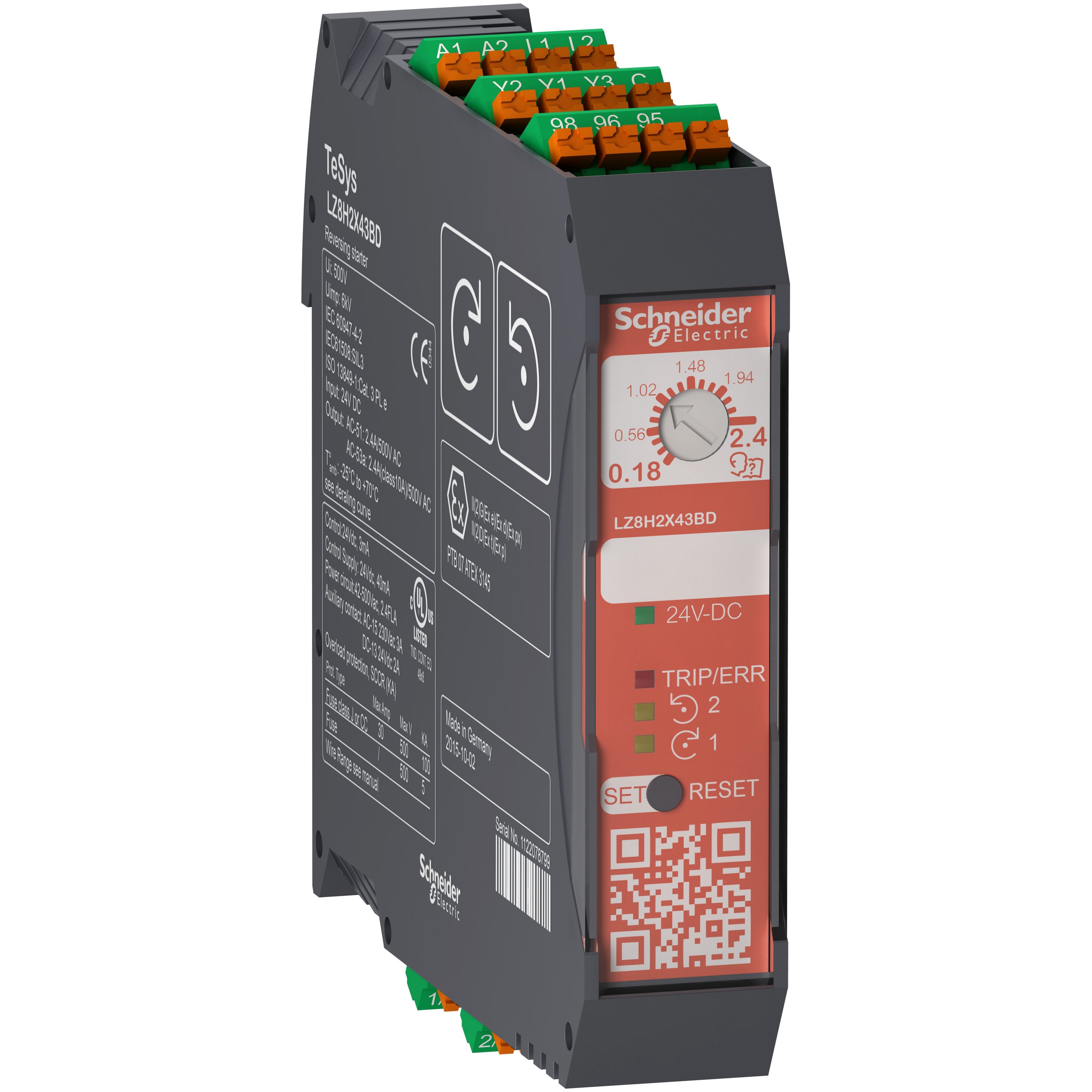 Schneider Electric - TeSys H - démarreur hybride - 2 sens - 0,75kW 400V - 24Vcc - ressort - Safety