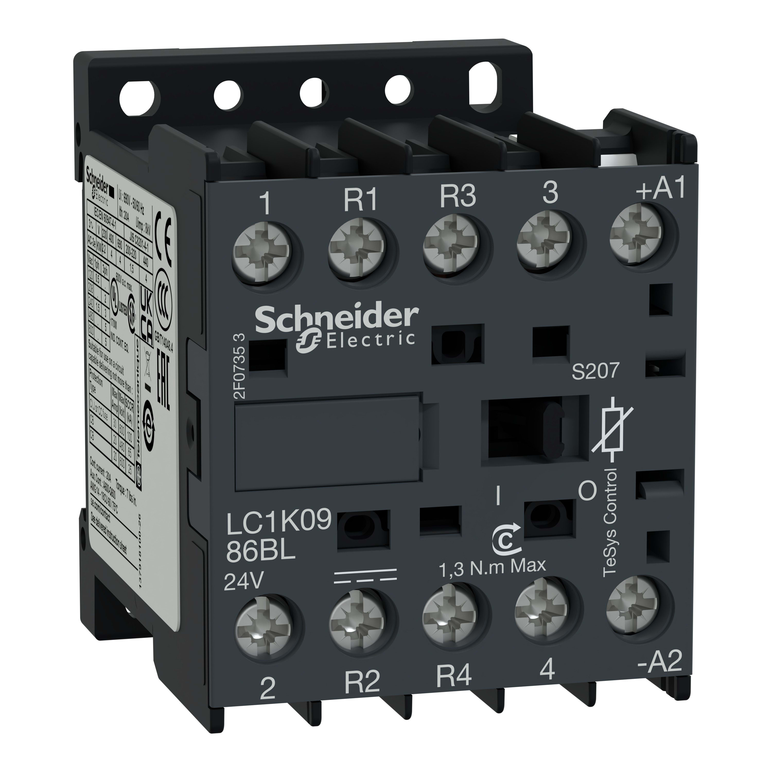 Schneider Electric - TeSys K - contacteur - 2P+2R - 20A AC1 - 24 BC - cosses fermées ferroviaire