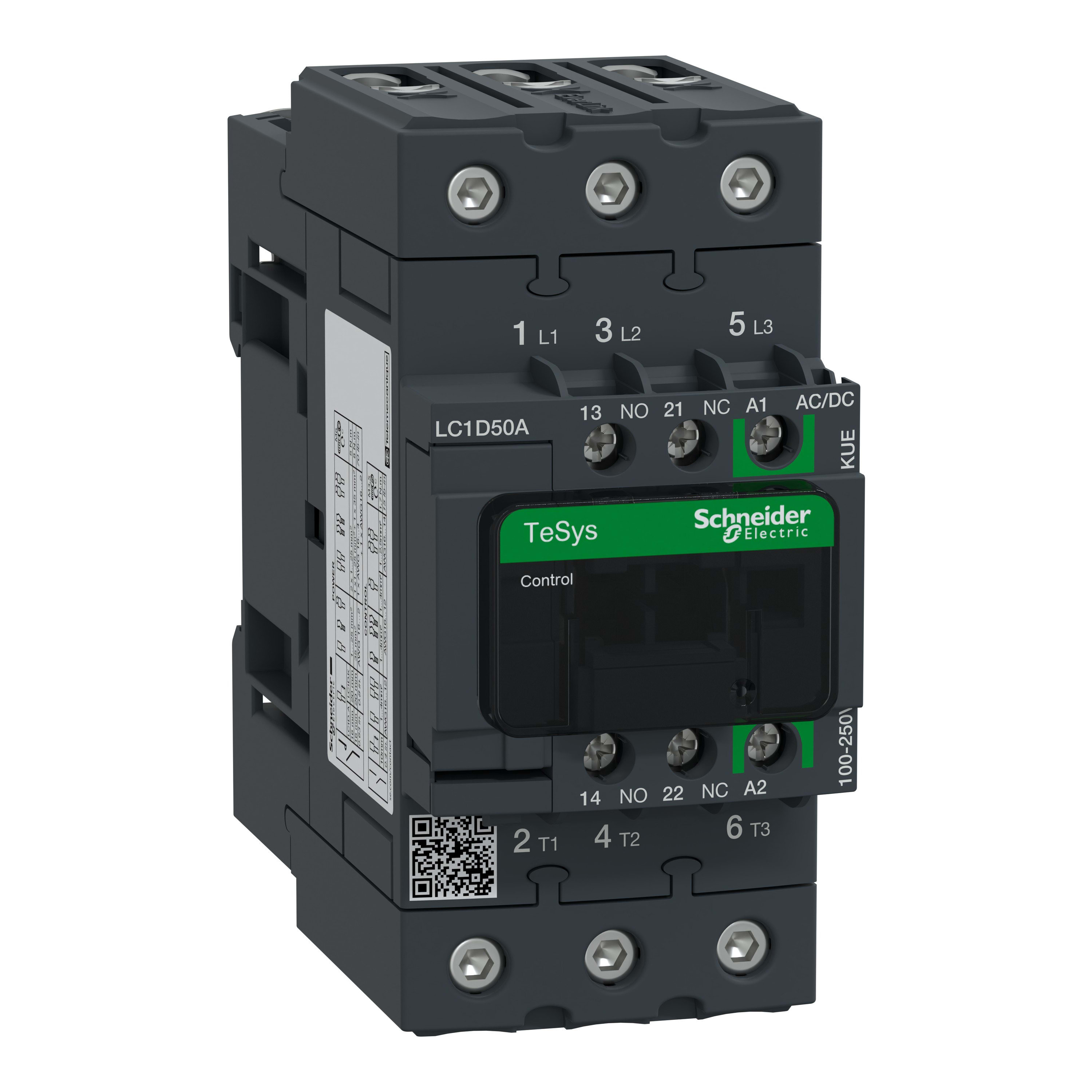 Schneider Electric - TeSys D - contacteur - 3P(3NO) - AC3 - inf= 440V 50A - 100 à 250Vca-cc Everlink