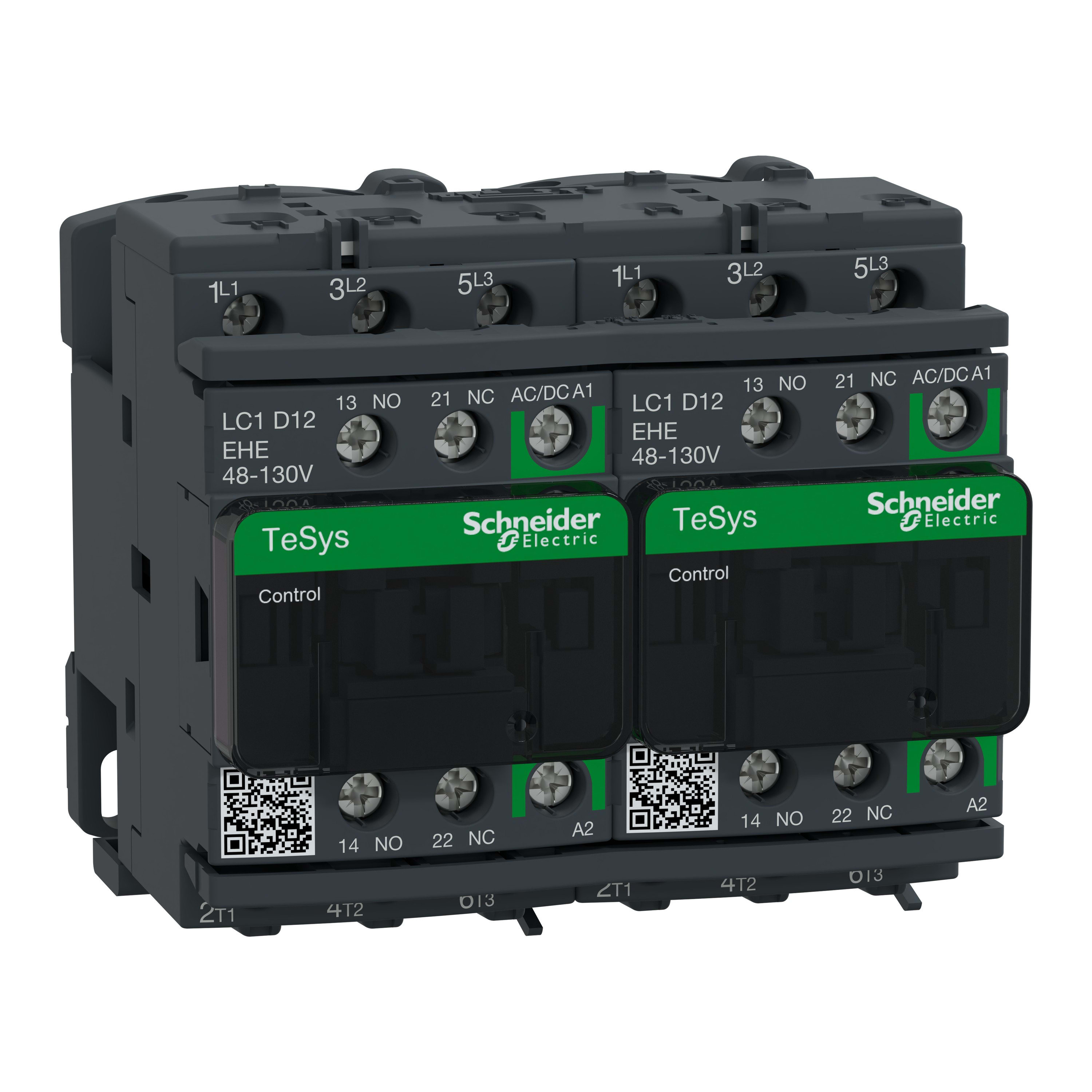 Schneider Electric - TeSys D - contacteur inverseur - 3P(3 NO) - AC3 - <lt/>= 440V 12A - 48 à 130Vca-