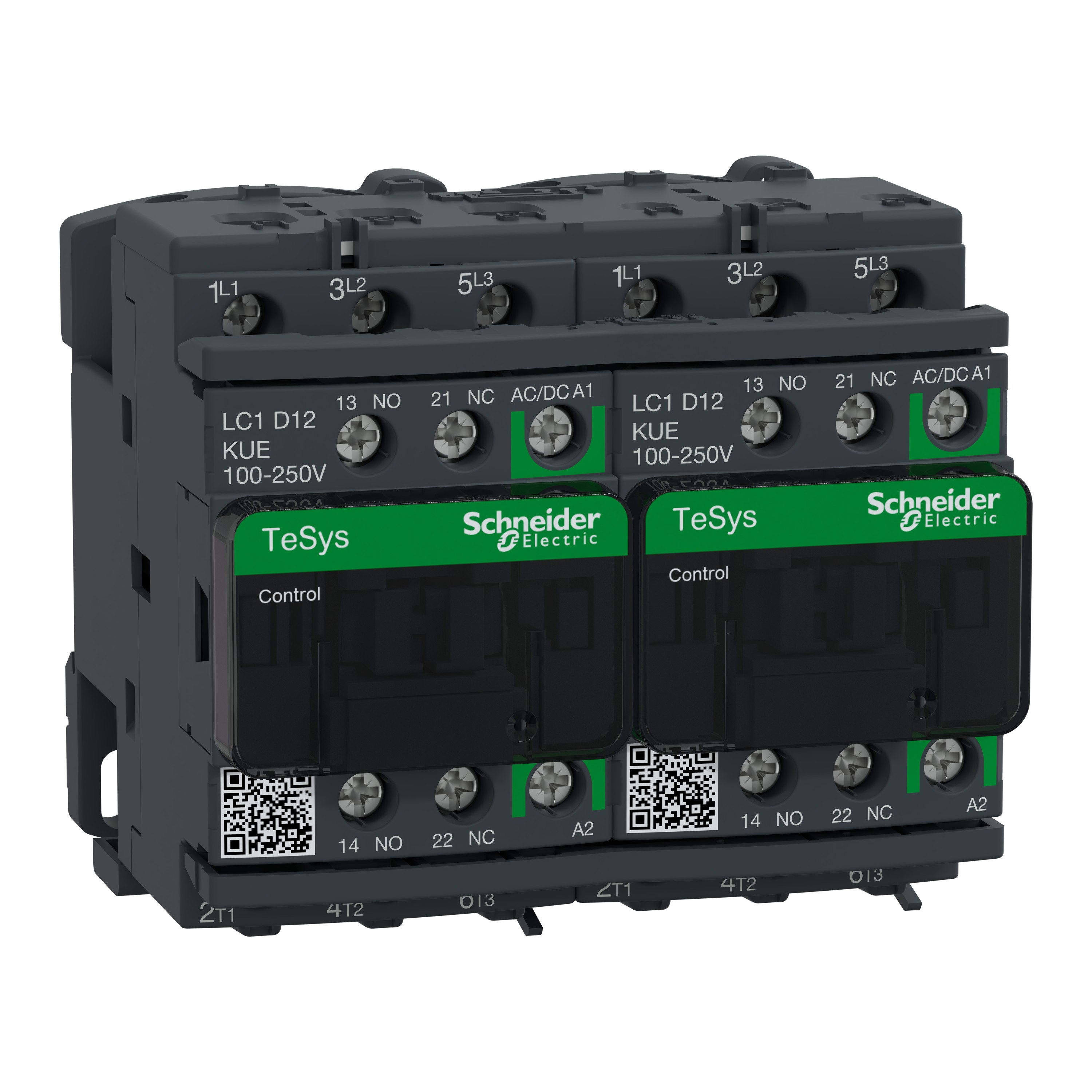 Schneider Electric - TeSys D - contacteur inverseur - 3P(3 NO) - AC3 - <lt/>= 440V 12A - 100 à 250Vca