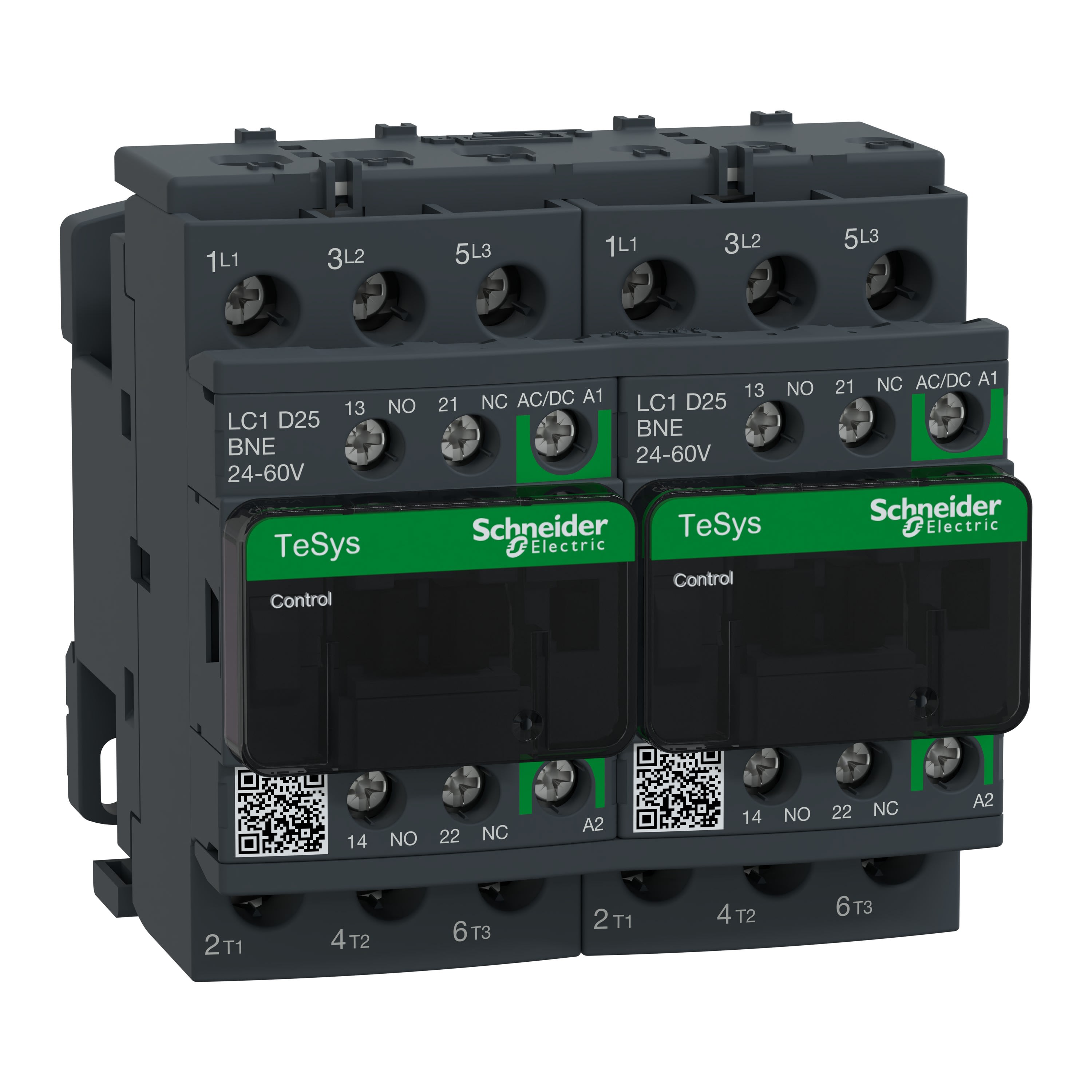 Schneider Electric - TeSys D - contacteur inverseur - 3P(3 NO) - AC3 - <= 440V 25A - 24 à 60Vca-cc