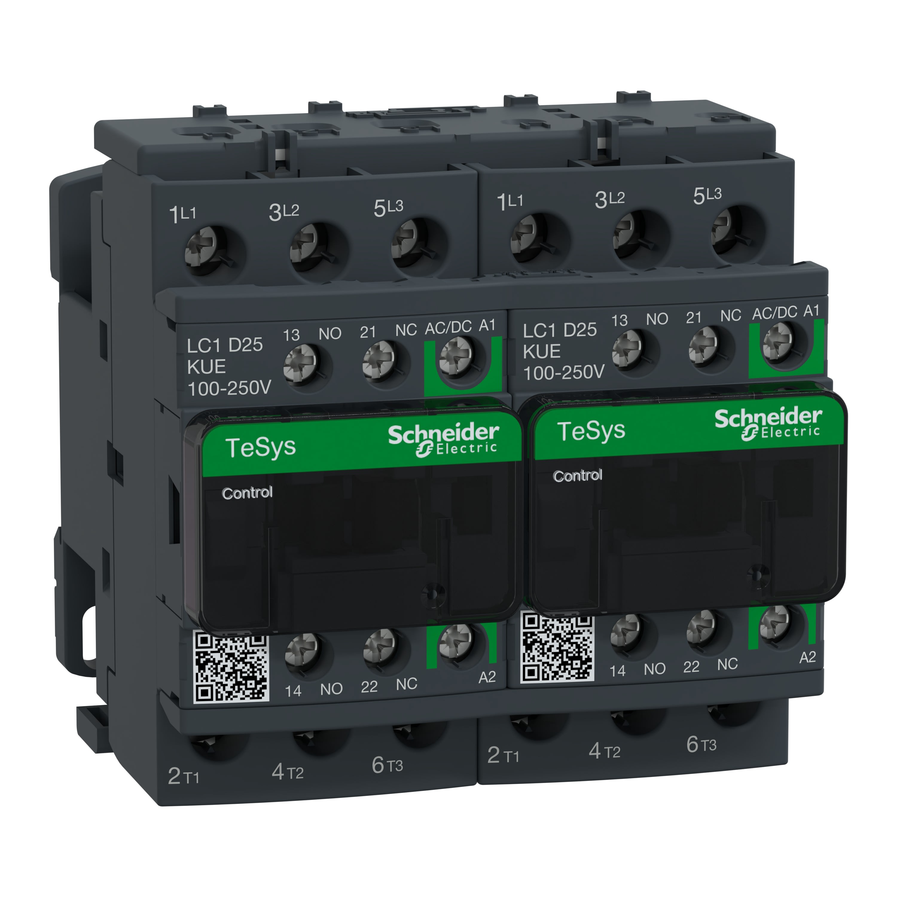 Schneider Electric - TeSys D - contacteur inverseur - 3P(3 NO) - AC3 - <= 440V 25A - 100 à 250Vca-cc