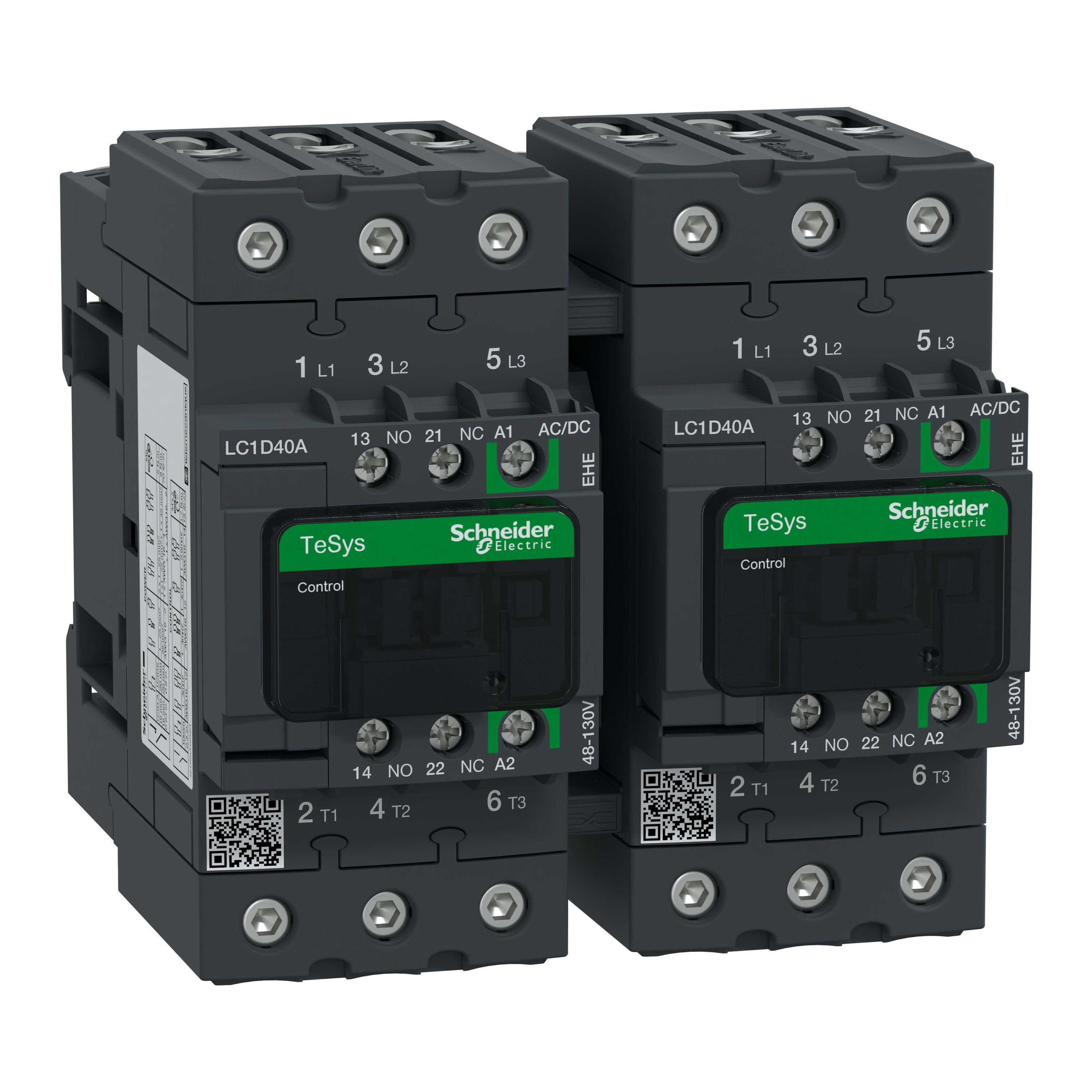 Schneider Electric - TeSys D - contact. inverseur - 3P(3NO) - AC3 - inf= 440V 40A - 48 à130Vca-cc - E