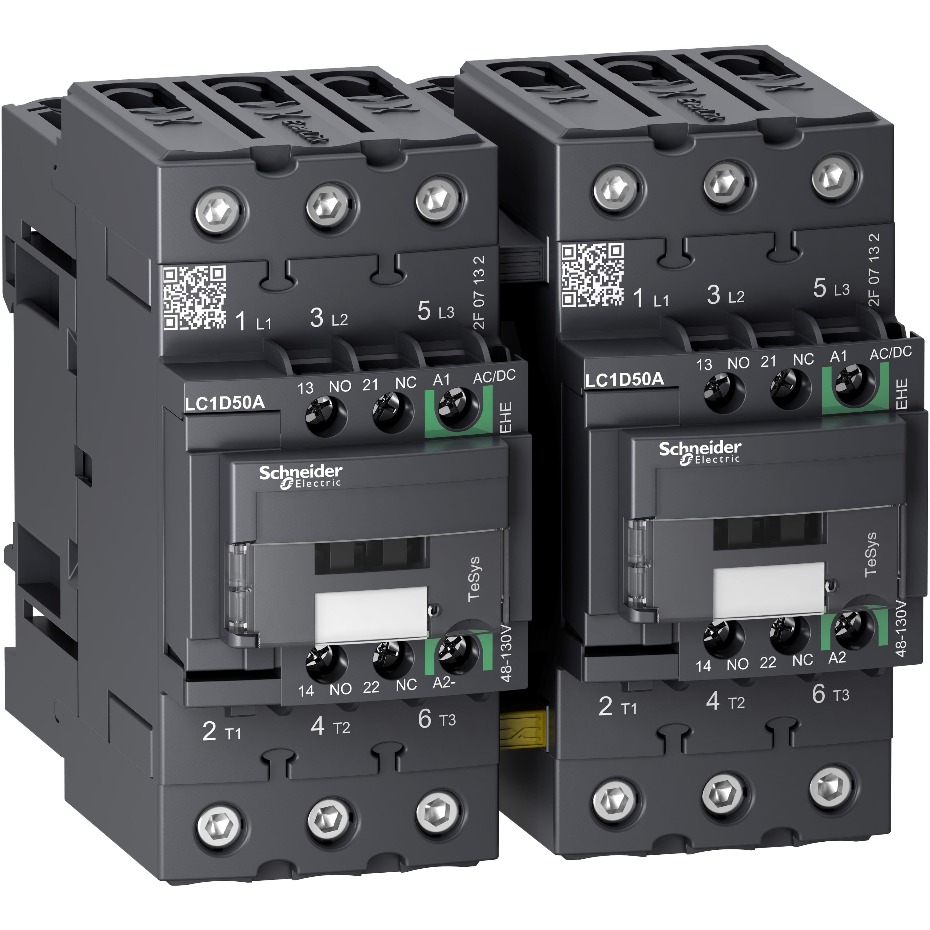 Schneider Electric - TeSys D - contact. inverseur - 3P(3NO) - AC3 - inf= 440V 50A - 48 à130Vca-cc - E