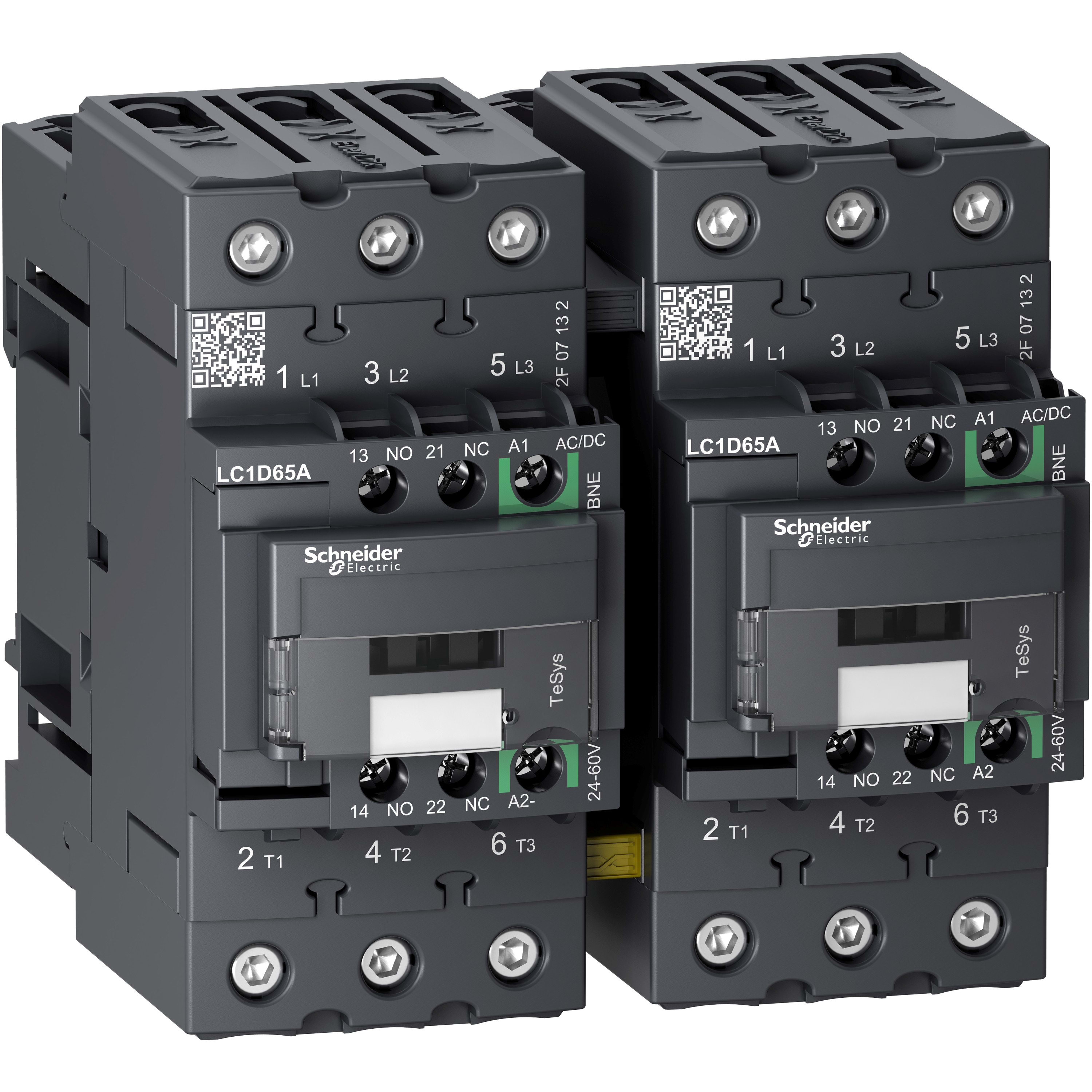 Schneider Electric - TeSys D - contact. inverseur - 3P(3NO) - AC3 - inf= 440V 65A - 24 à 60Vca-cc - E