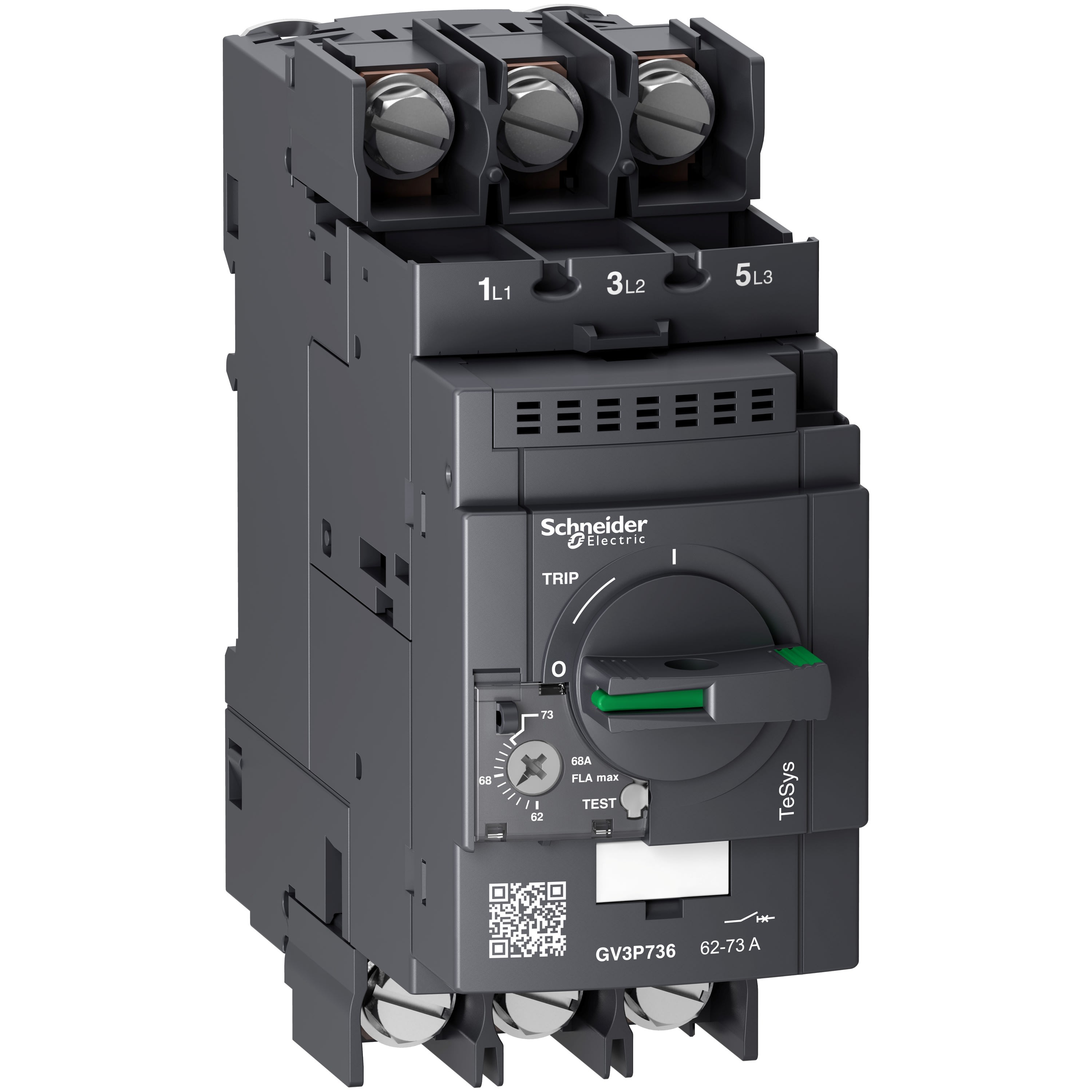 Schneider Electric - TeSys GV - disjoncteur moteur magnéto-thermique - 62 à 73A - 3P - cosses fermées