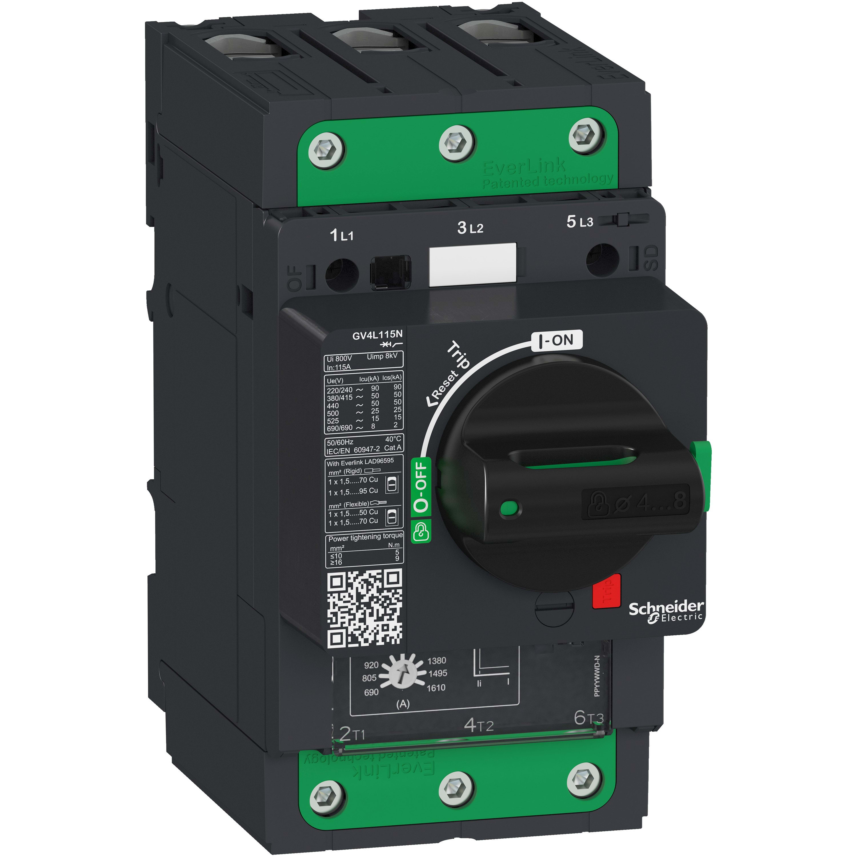 Schneider Electric - TeSys GV - disjoncteur magnétique - In 115A - 25kA - Everlink