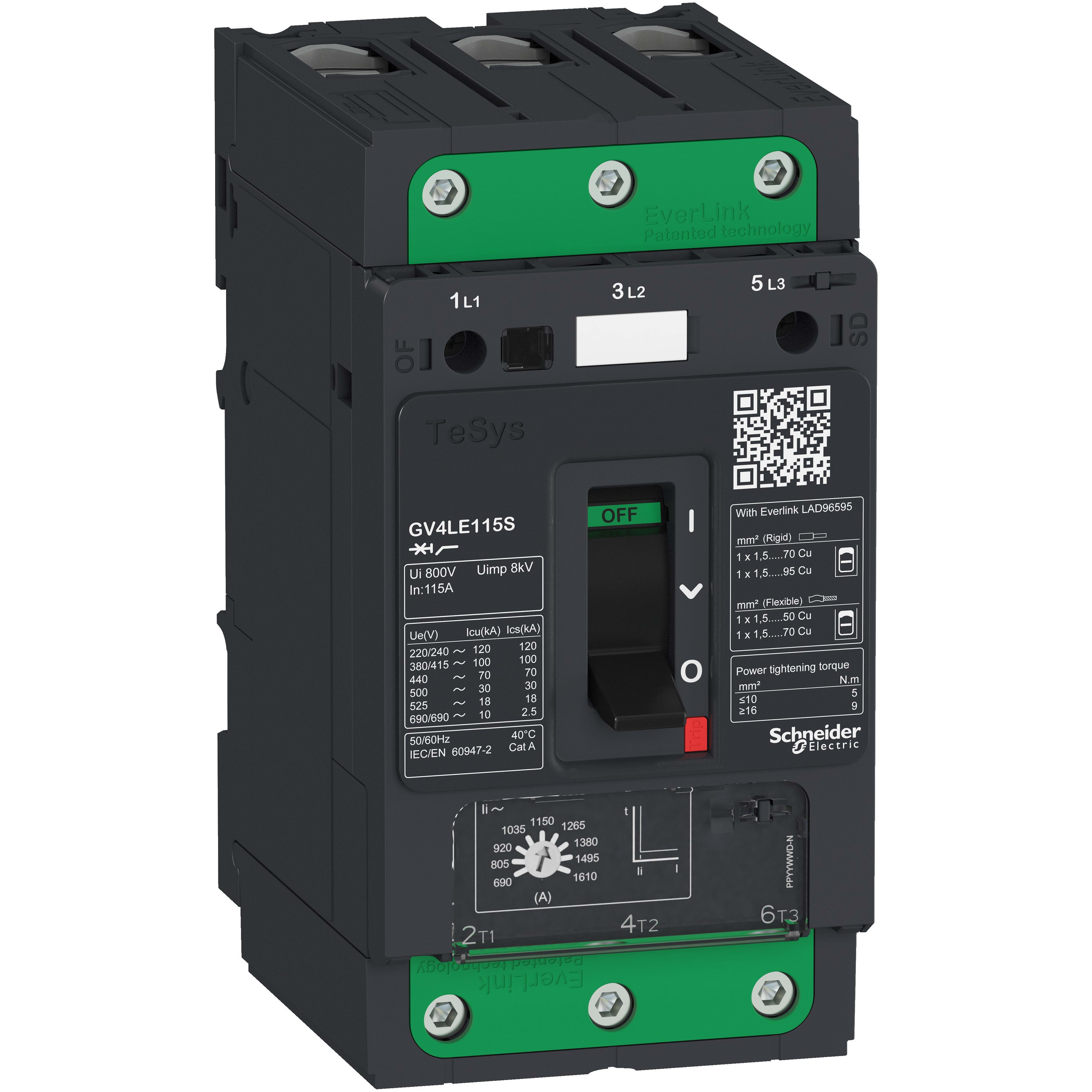 Schneider Electric - TeSys GV - disjoncteur magnétique - In 7A - 100kA - Everlink