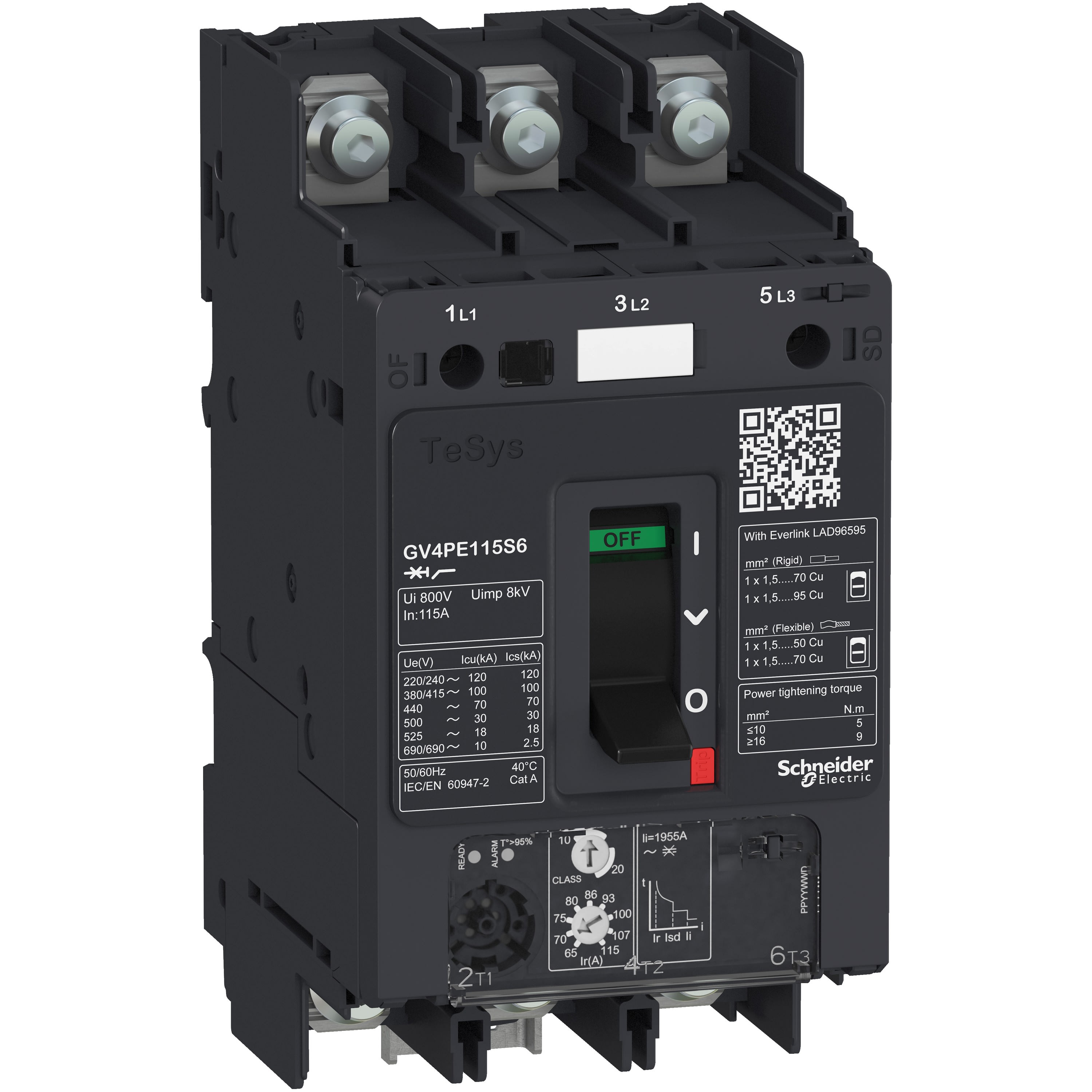 Schneider Electric - TeSys GV - disjoncteur magnéto-thermique - In 50A - 100kA - cosses fermées