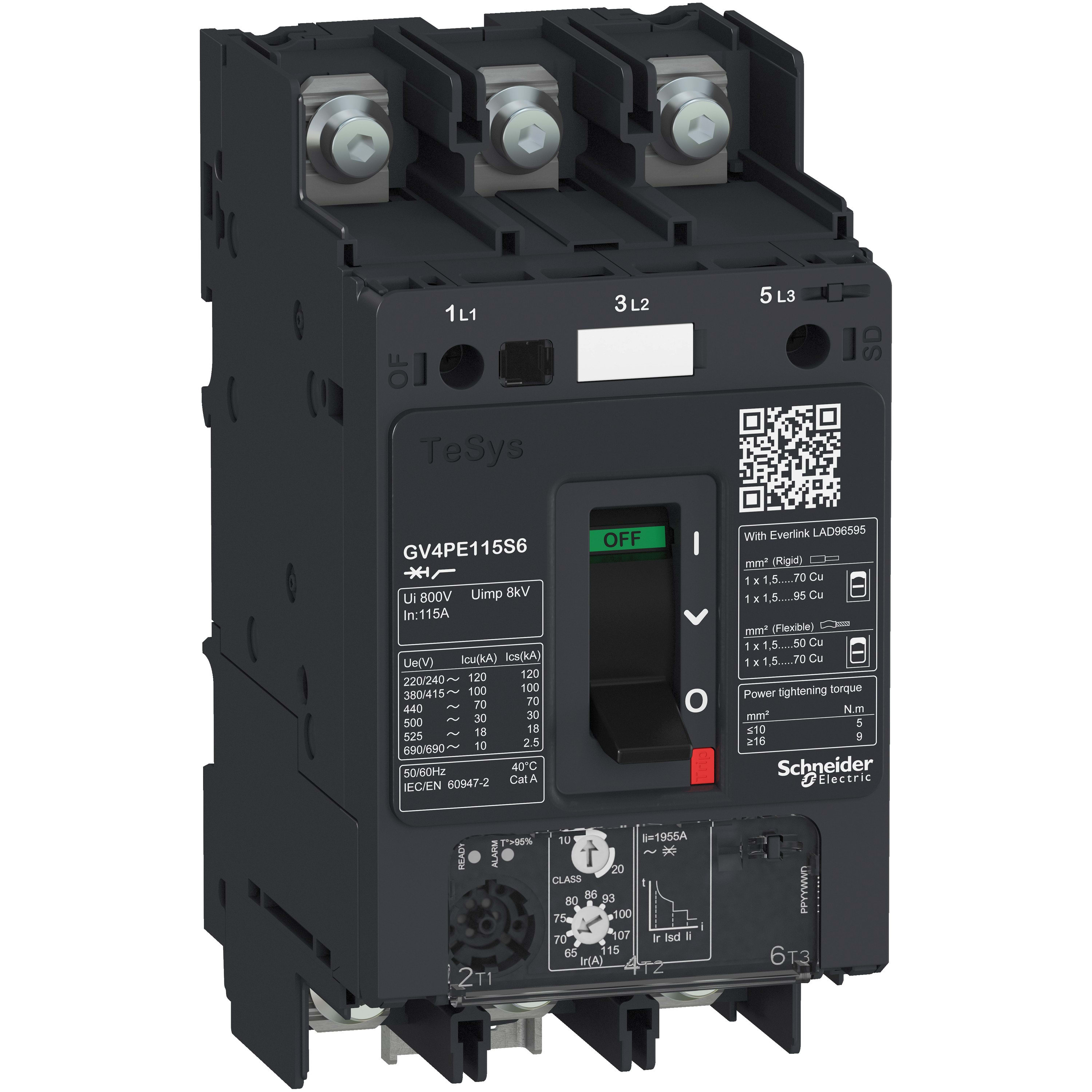 Schneider Electric - TeSys GV - disjoncteur magnéto-thermique - In 50A - 100kA - cosses fermées